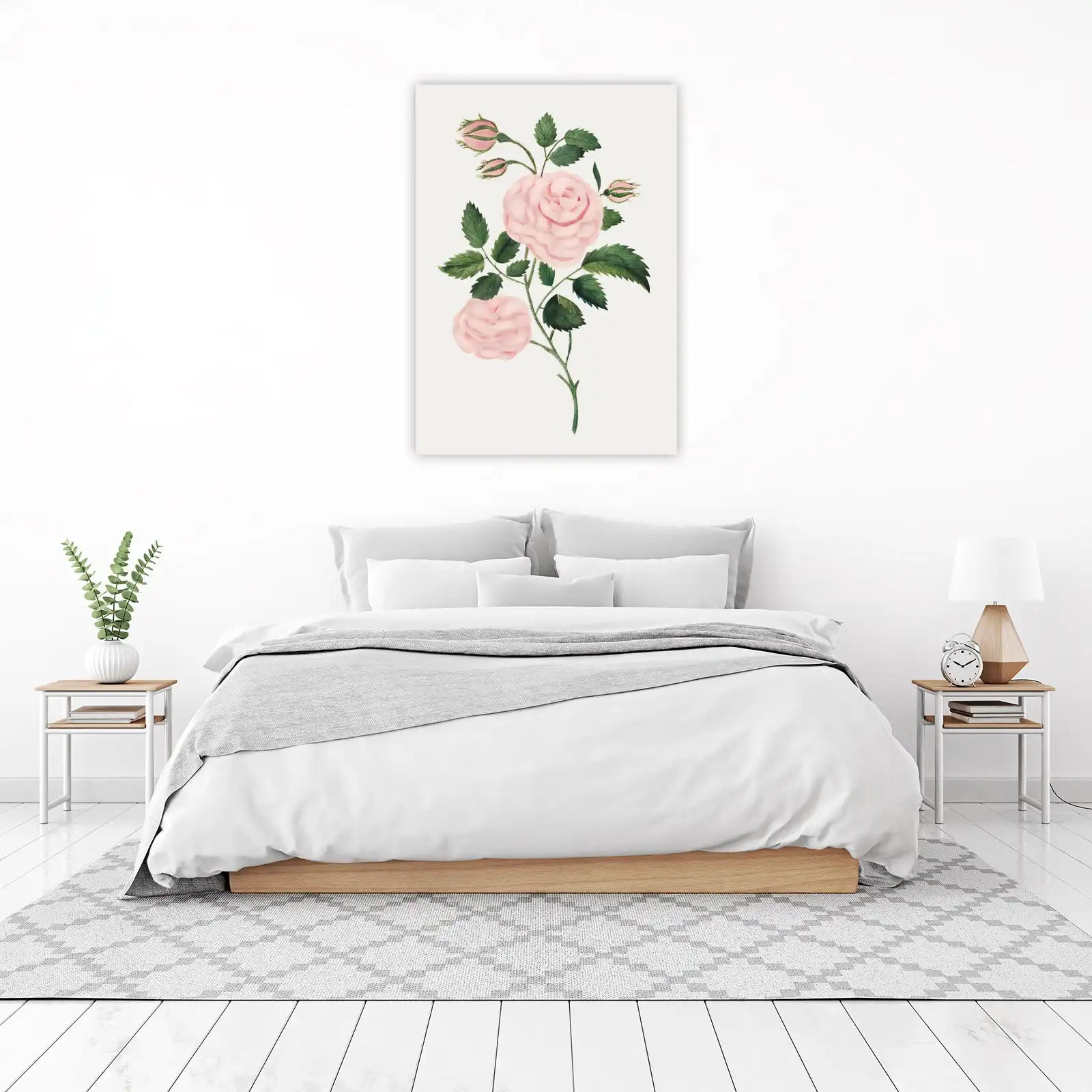 Vintage Pink Rose Botanical Art Wall Art