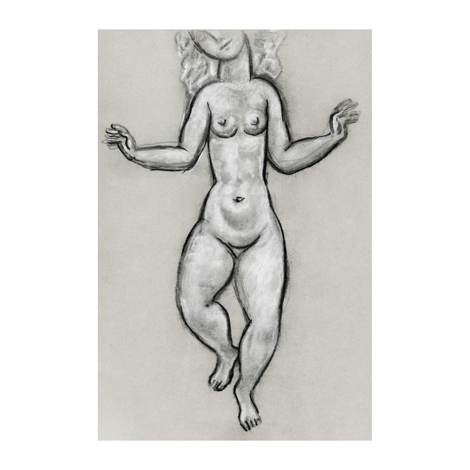 Ethereal Nude Charcoal Sketch Wall Art