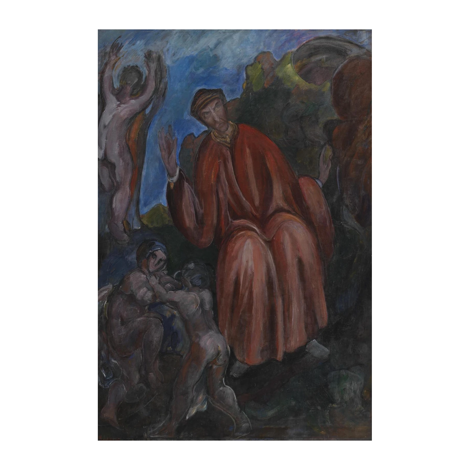 Expressive Figure Drama Red Robe Wall Art