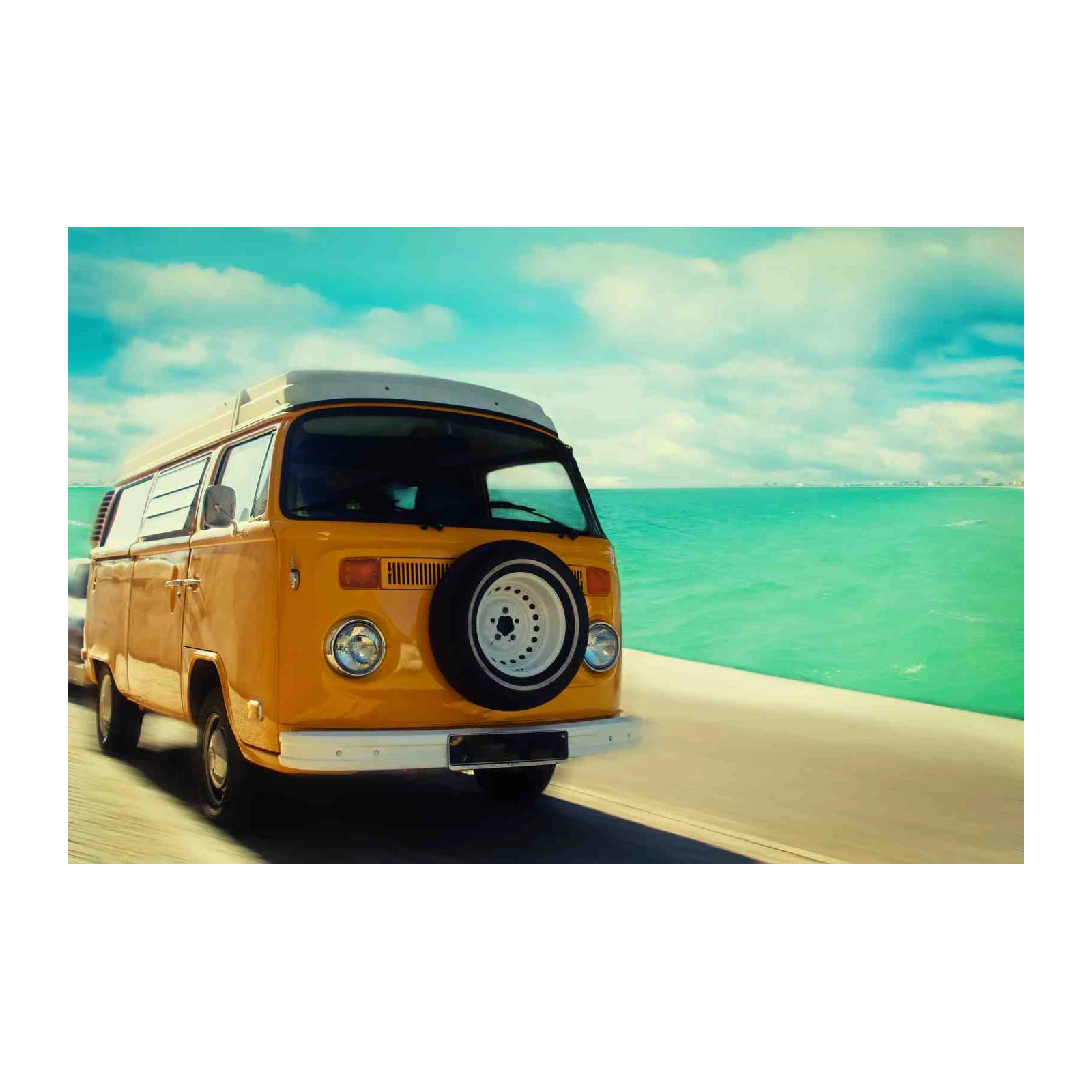 Retro Yellow Van Beach Vibes Wall Art