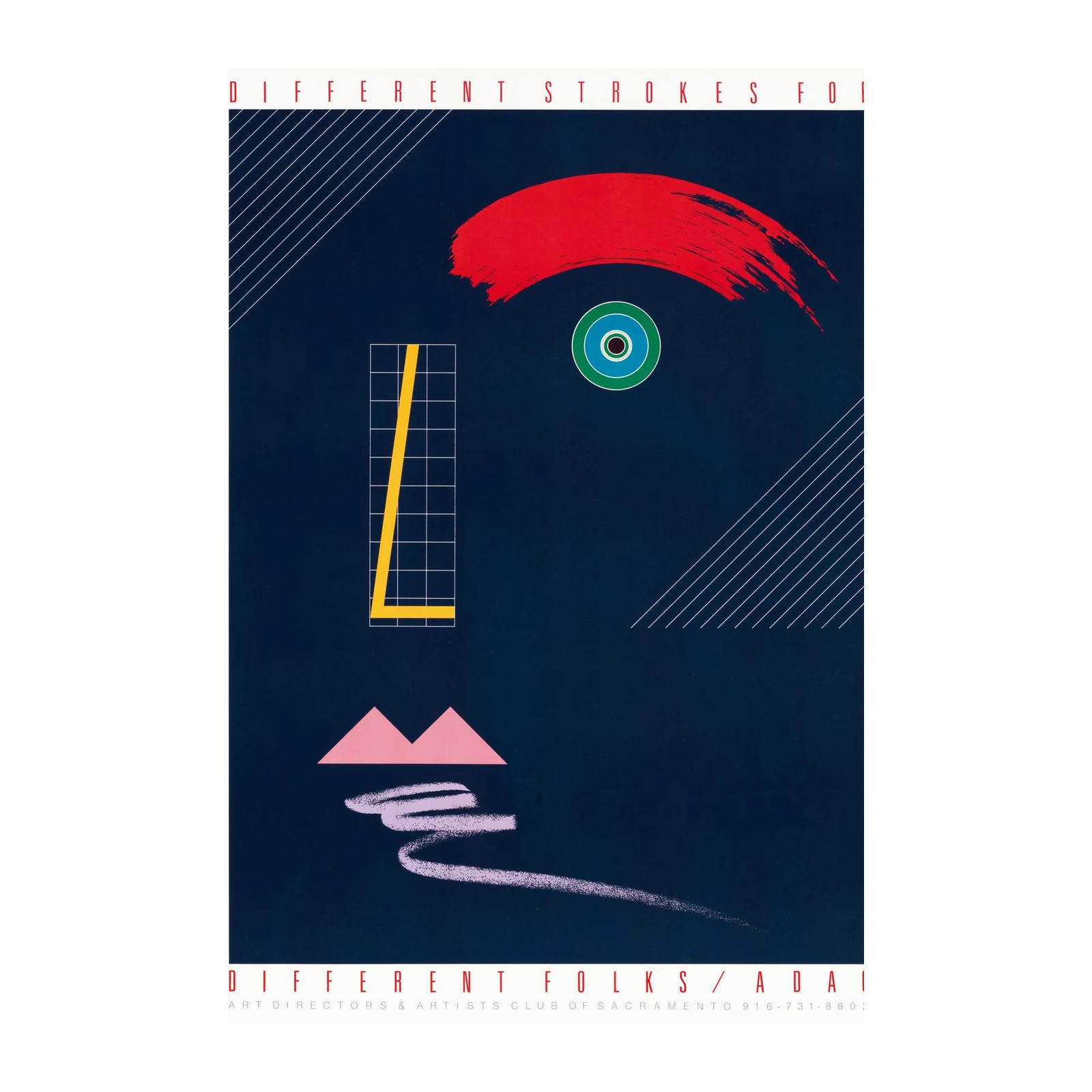 Abstract Face Retro 80s Memphis Wall Art