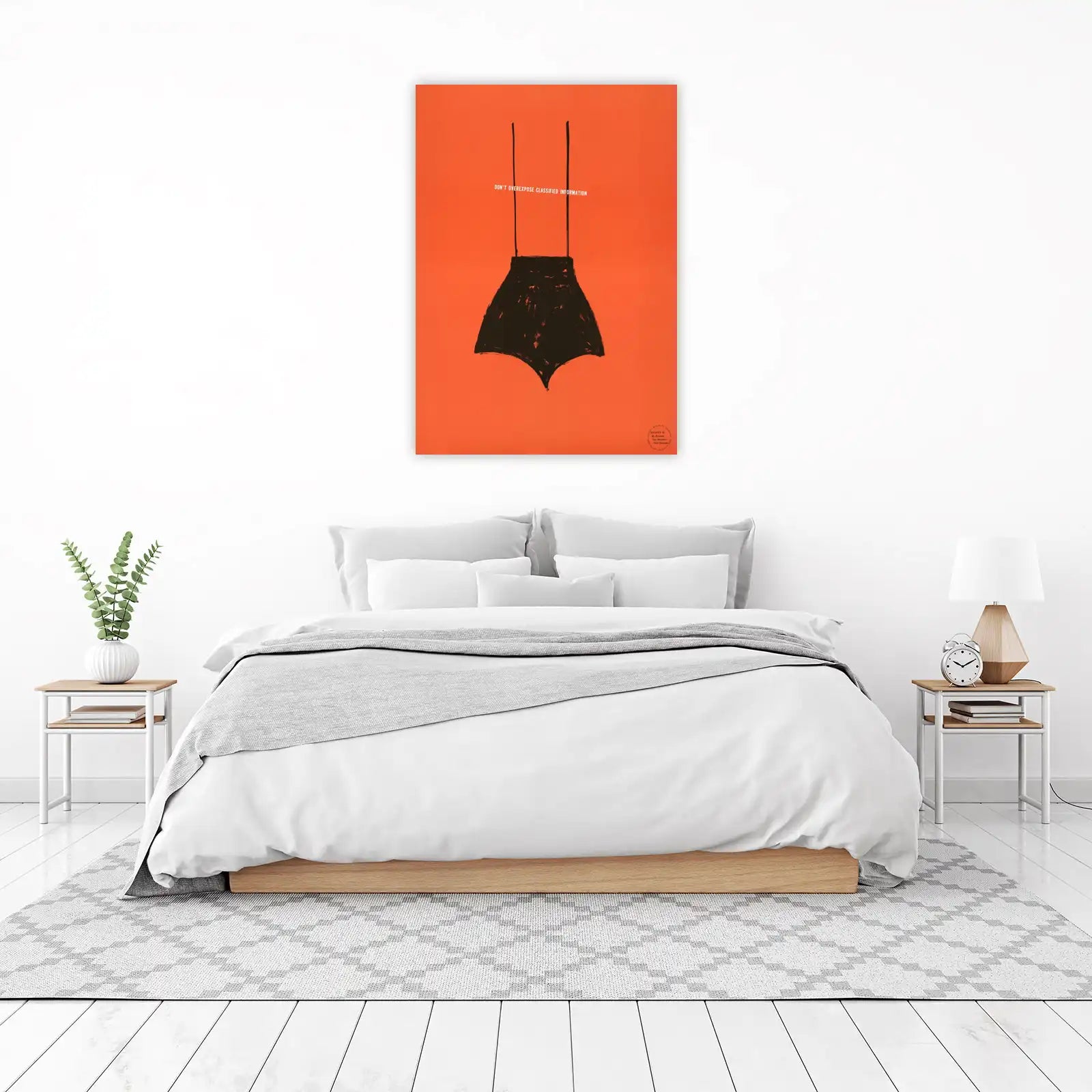 Minimalist Black Skirt on Orange Wall Art
