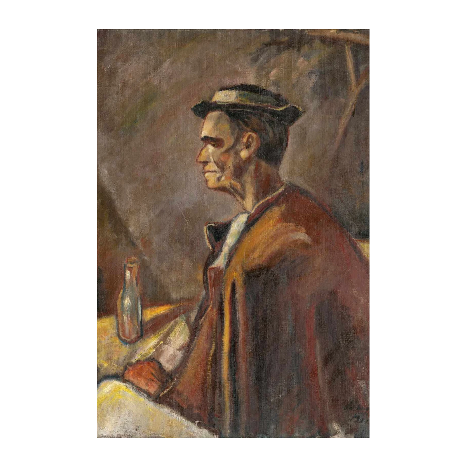 Thoughtful Man Portrait Vintage Wall Art