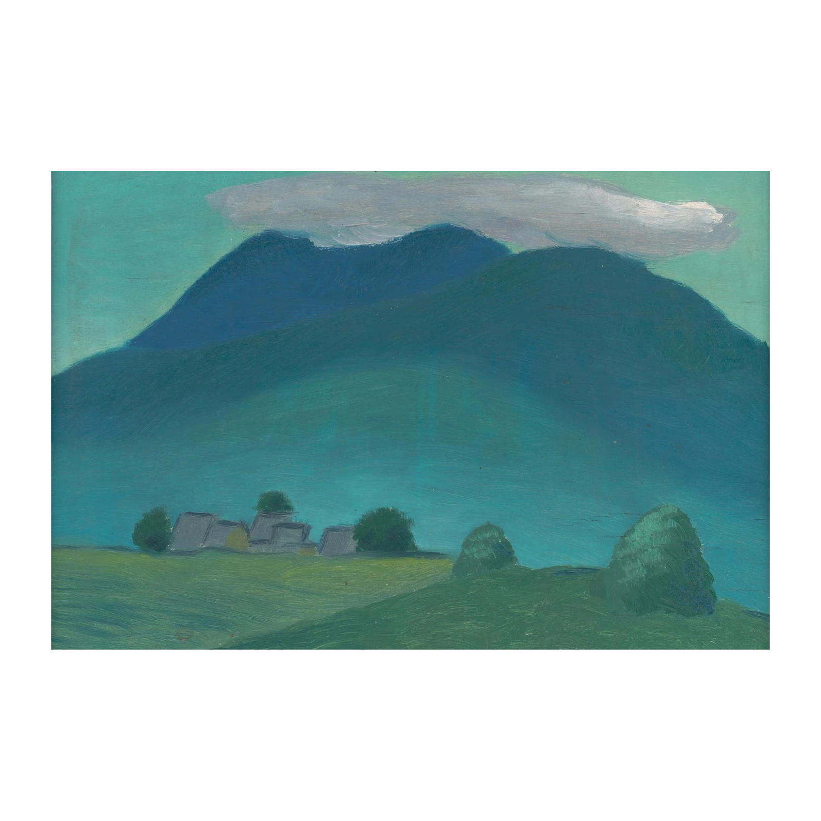 Serene Mountain Village Landscape Wall Art