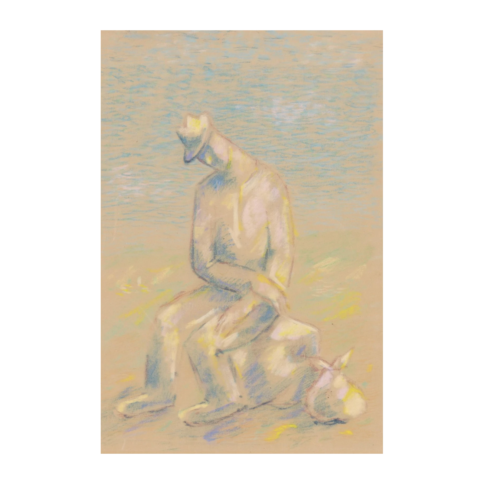 Solitary Traveler Pastel Figure Wall Art