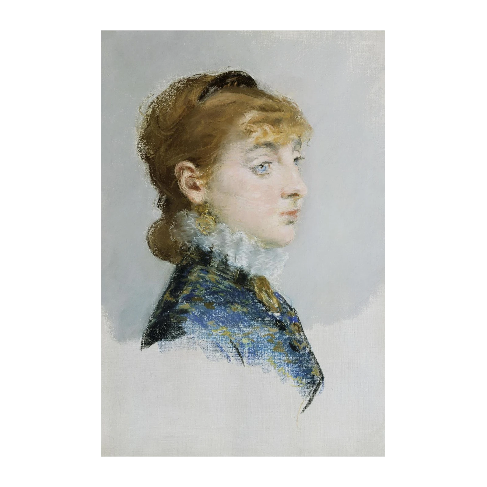 Elegant Woman Portrait Blue Jacket Wall Art