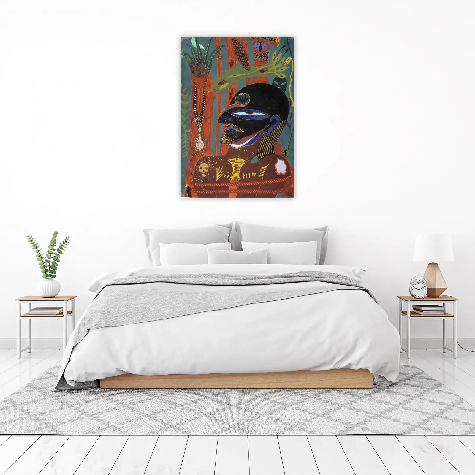 Vibrant Abstract Portrait with Animals Wall Art