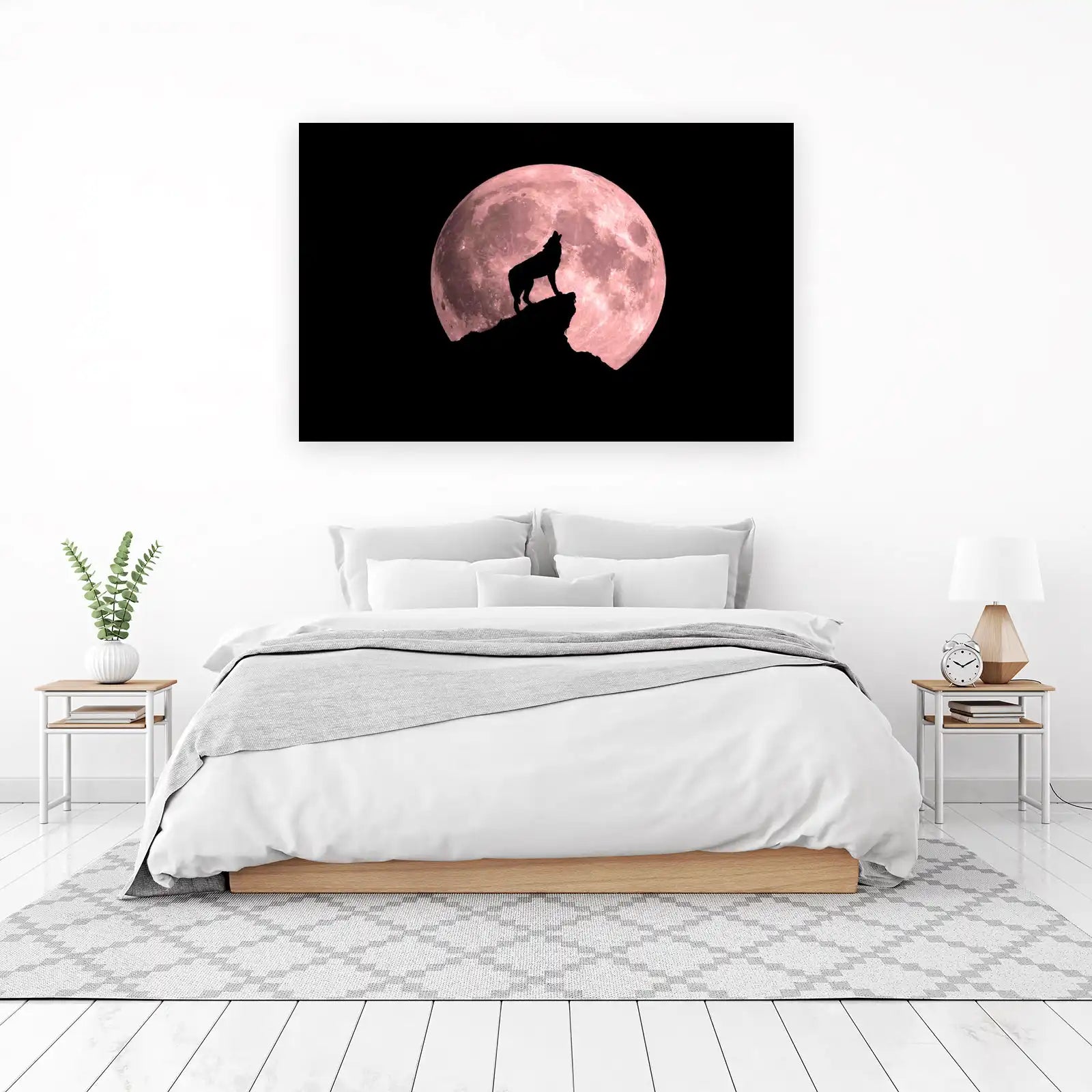 Wolf Howling at Pink Moon Wall Art