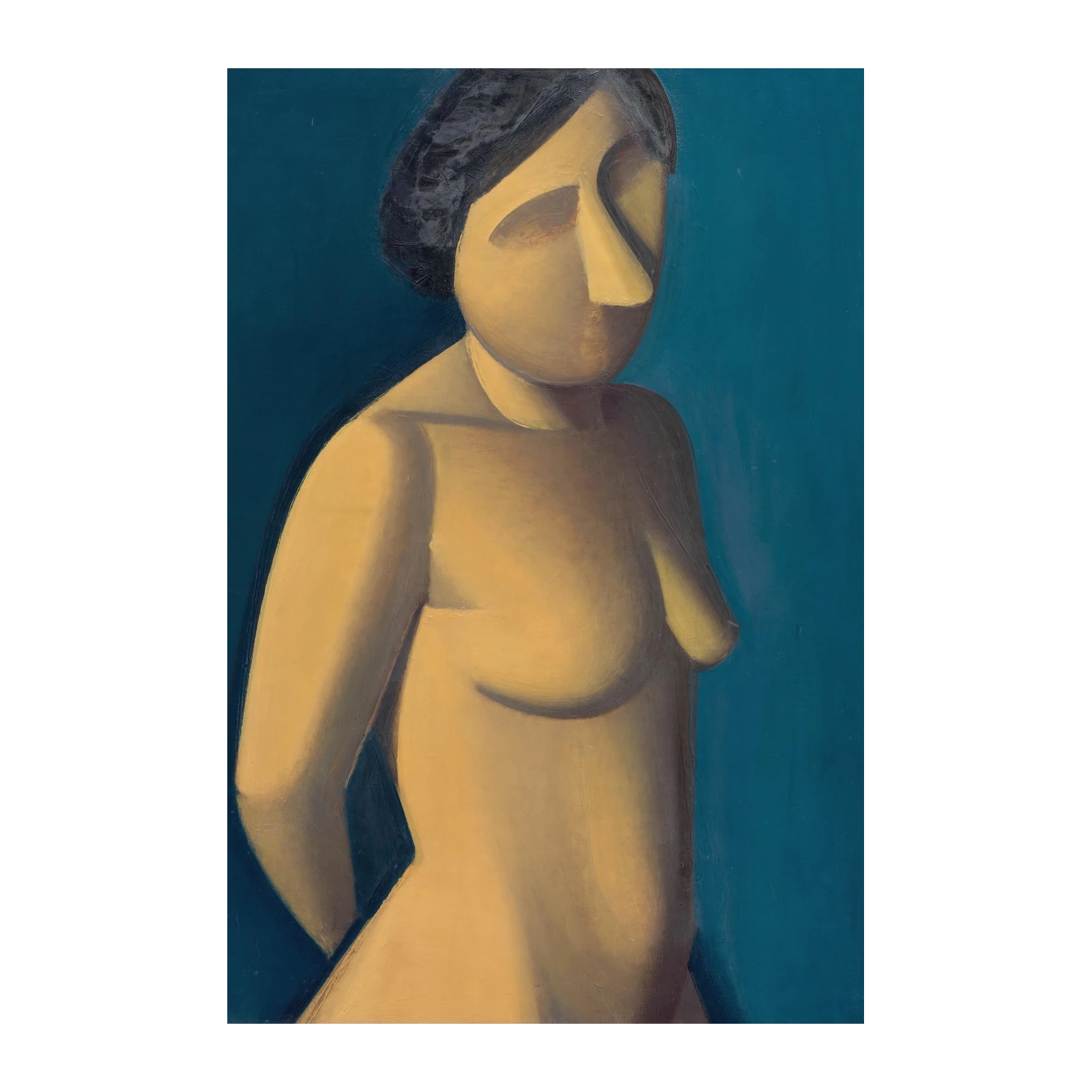 Figurative Nude Yellow & Teal Wall Art