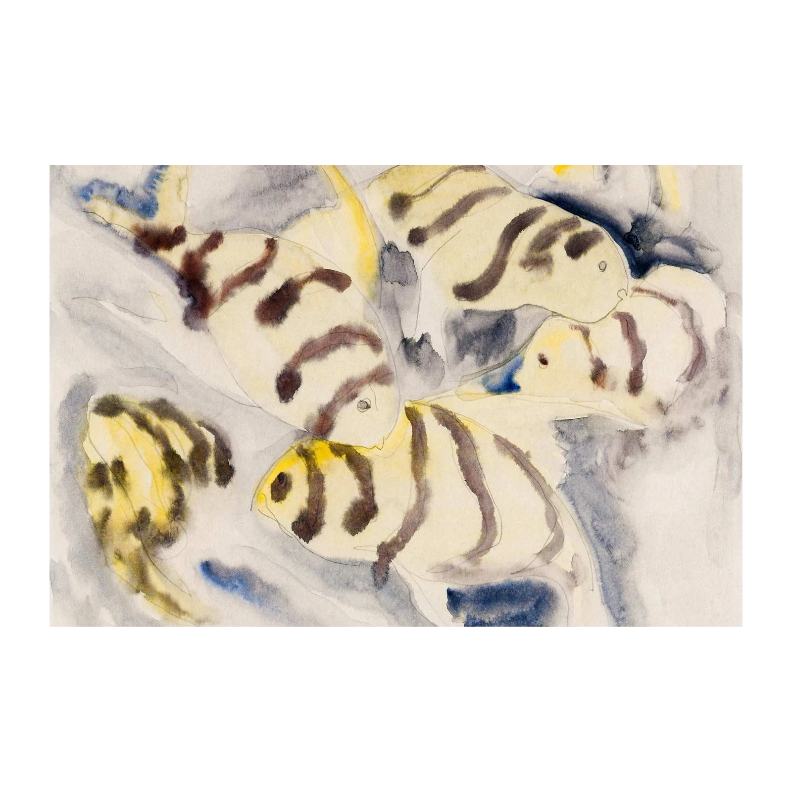 Seascape Serenity: Striped Fish Watercolor Wall Art
