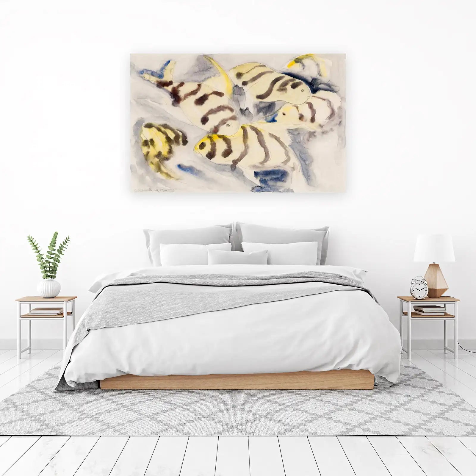 Seascape Serenity: Striped Fish Watercolor Wall Art