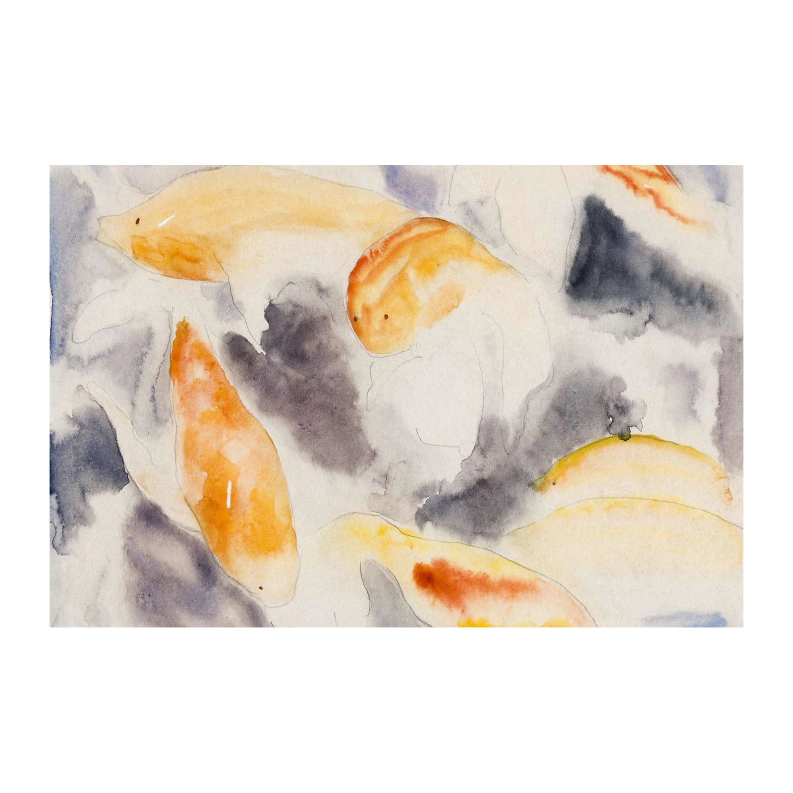 Abstract Koi Fish Watercolor Wall Art