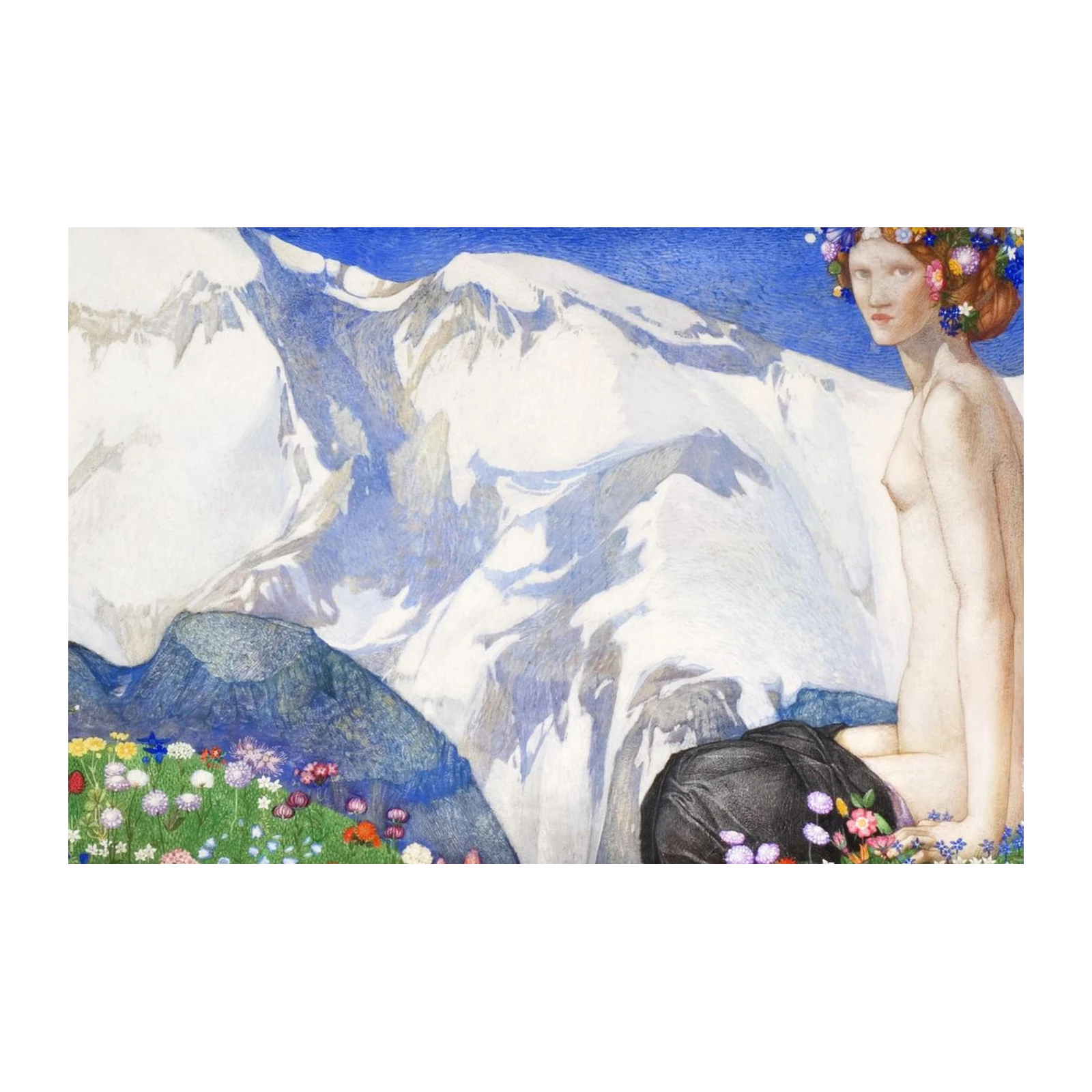 Alpine Bloom Goddess Serene Mountains Wall Art