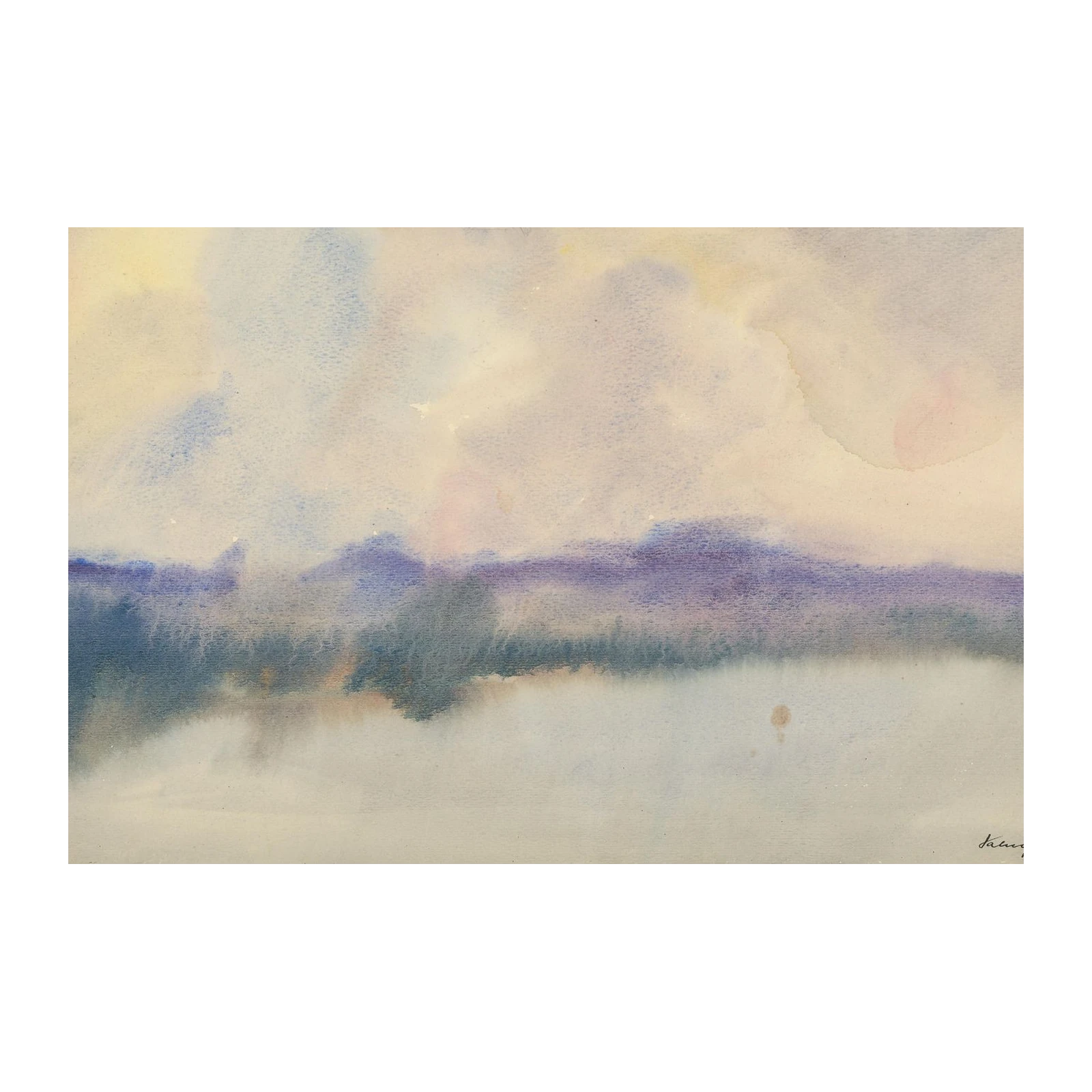 Misty Landscape Watercolor Wall Art