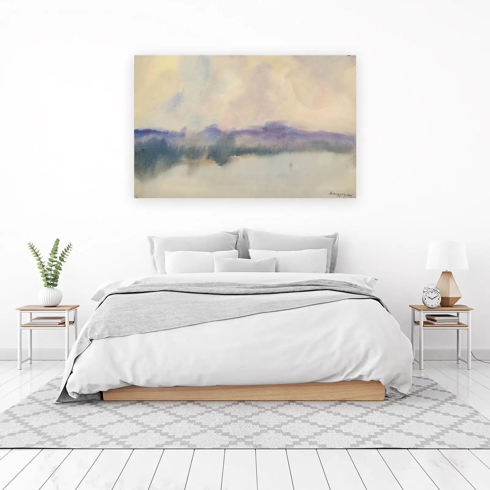 Misty Landscape Watercolor Wall Art