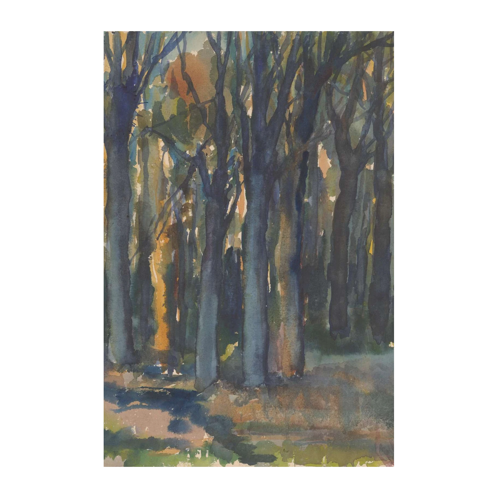 Mystic Forest Landscape Watercolor Wall Art