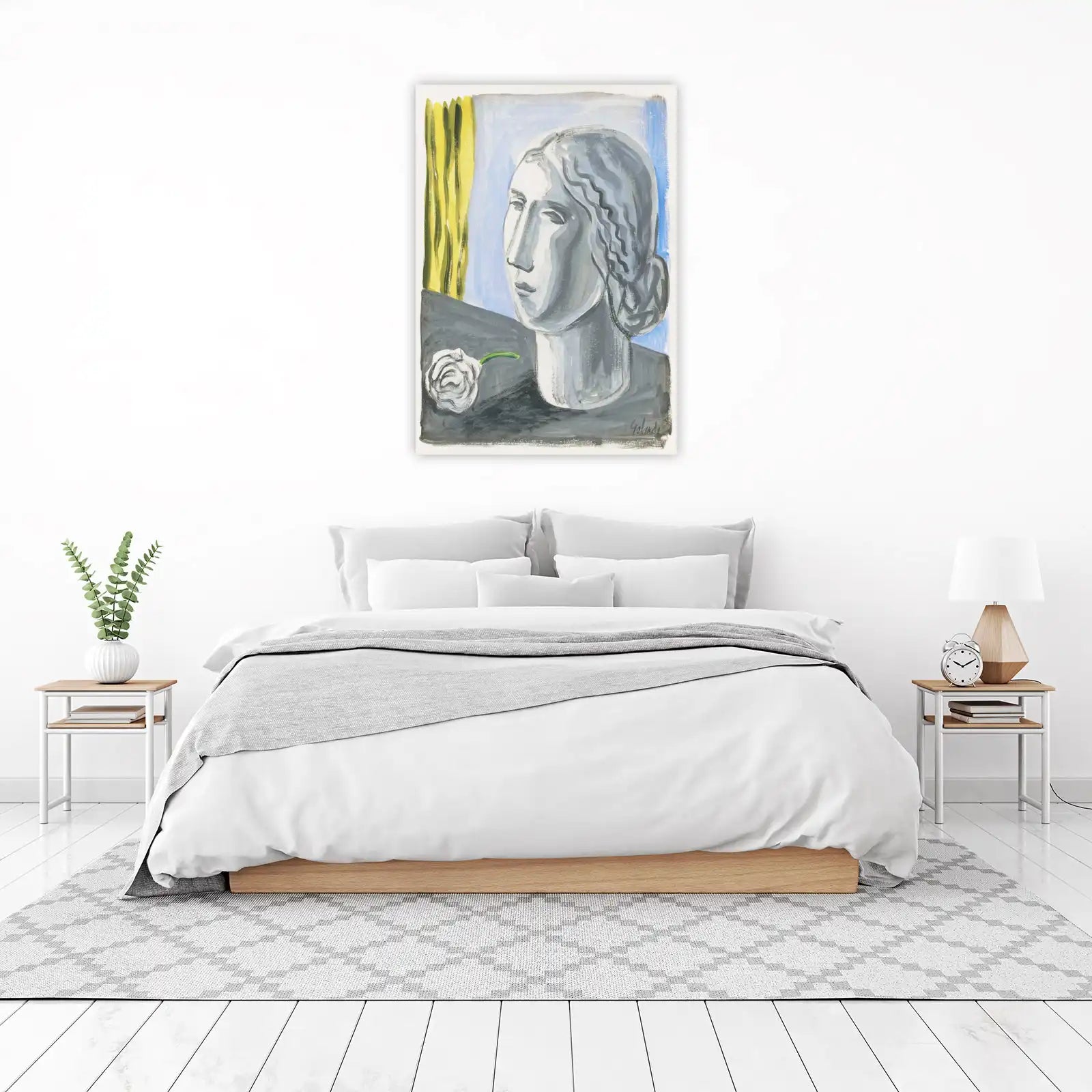 Elegant Bust with Rose Wall Art