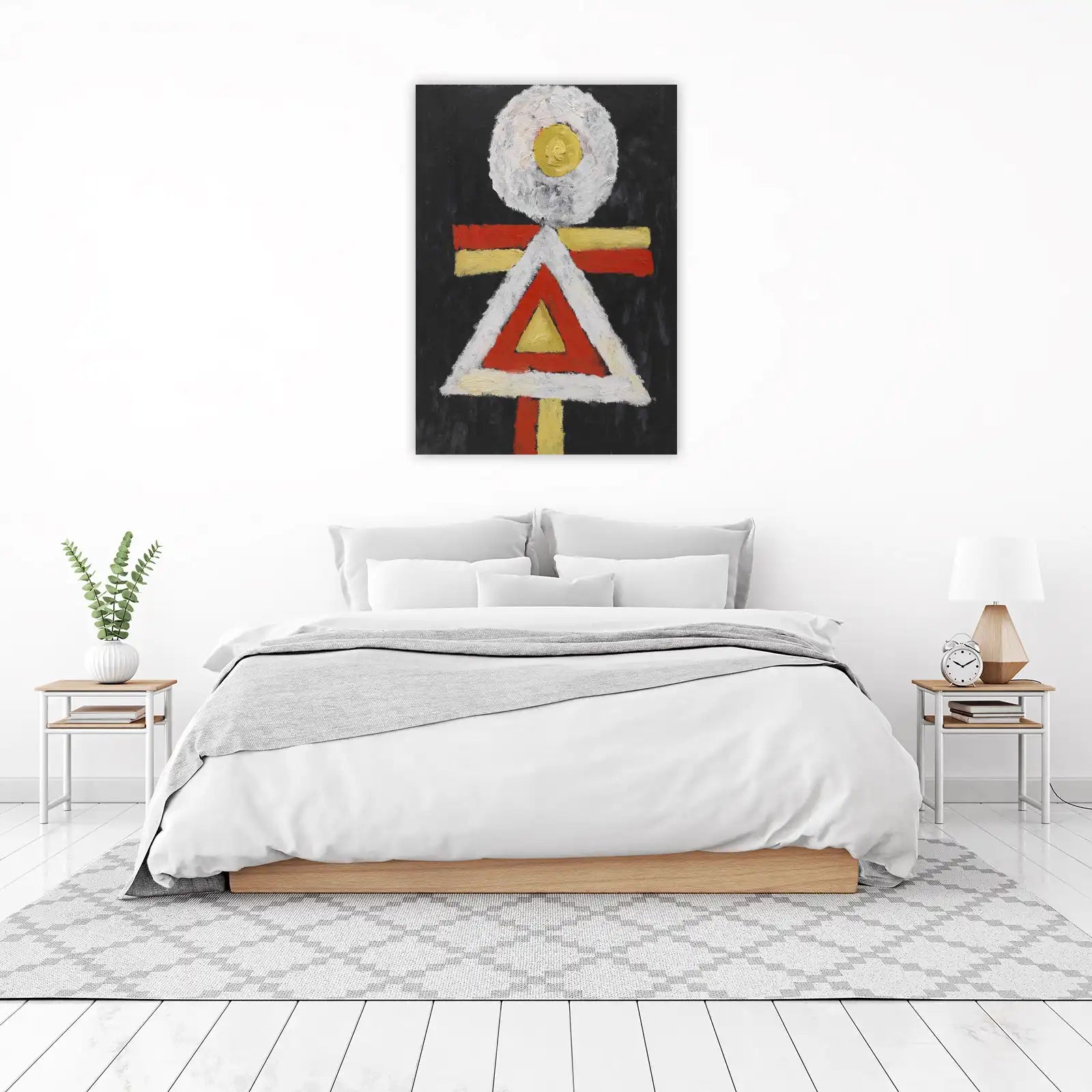 Bold Geometric Abstract Red Yellow White Wall Art