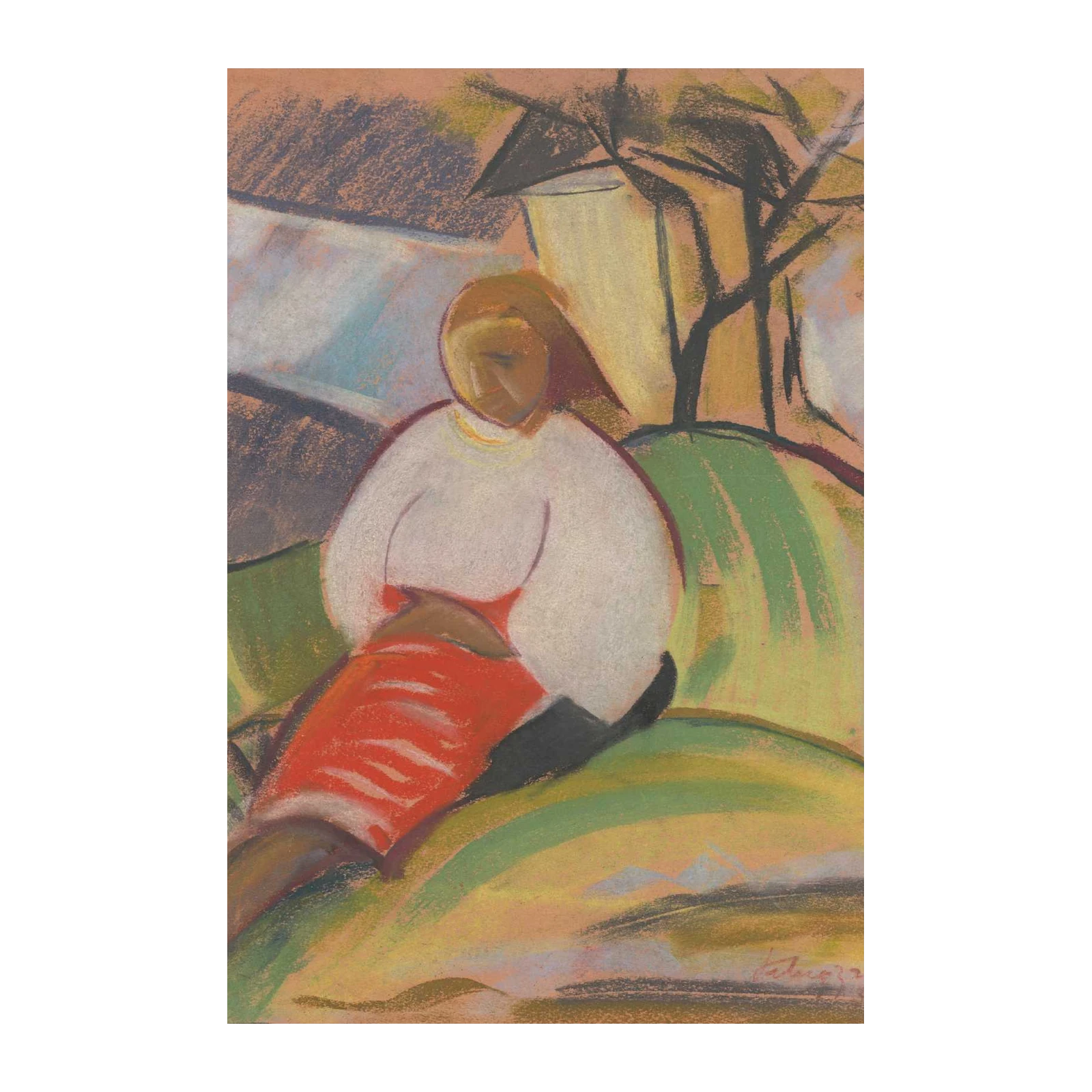 Serene Figure in Warm Hues Wall Art