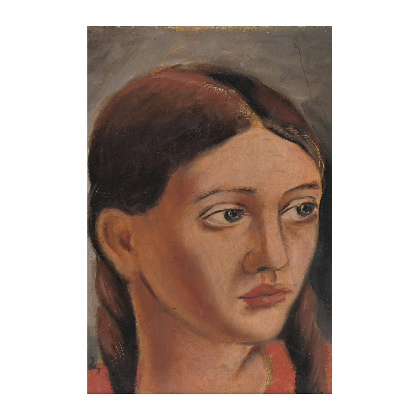 Expressive Portrait of a Young Woman Wall Art