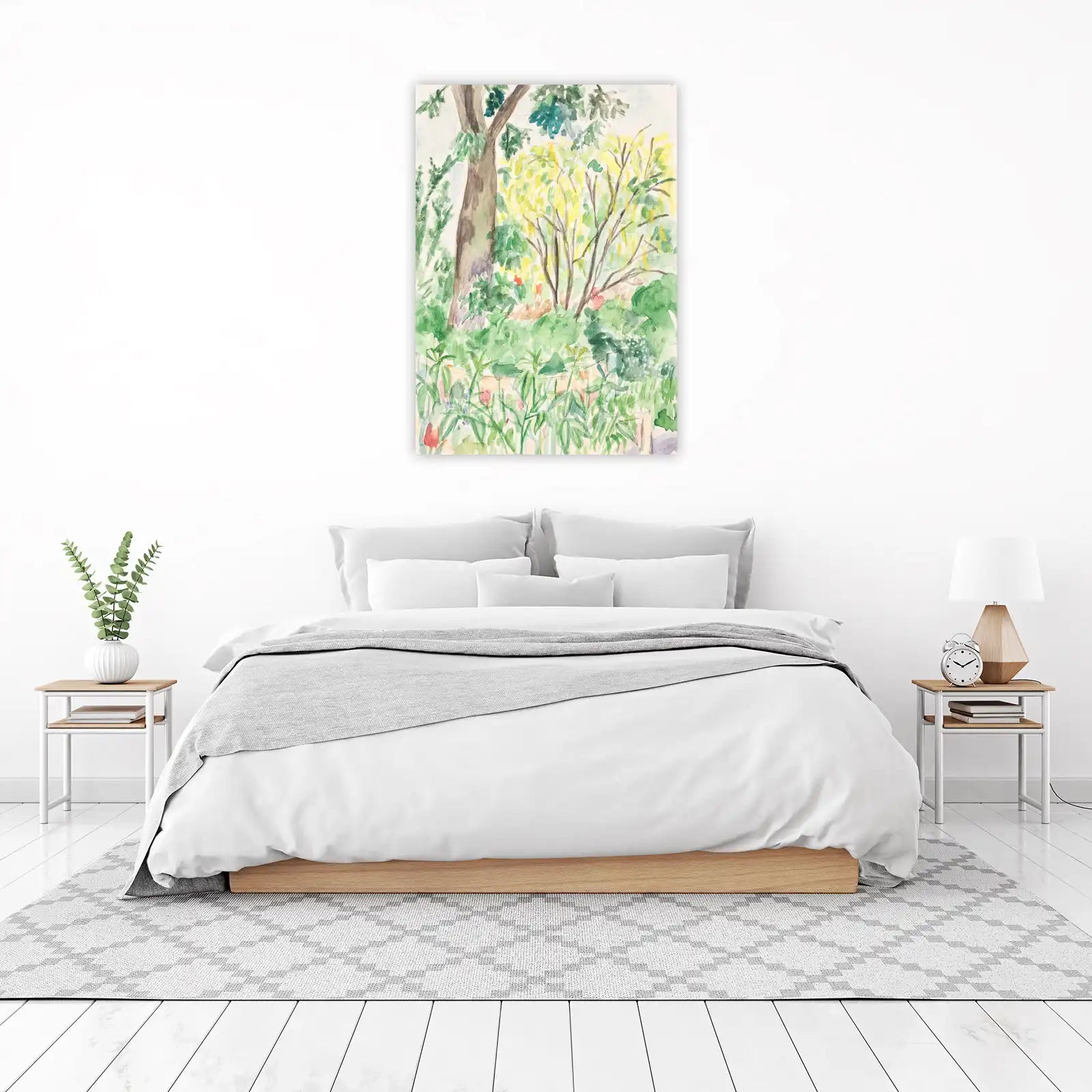 Vibrant Garden Landscape Watercolor Wall Art