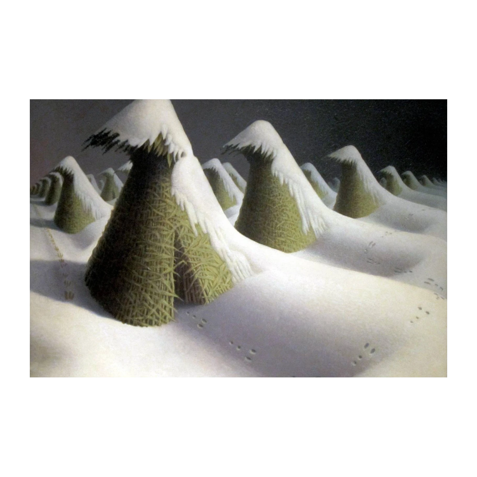 Winter Haystacks Landscape Wall Art