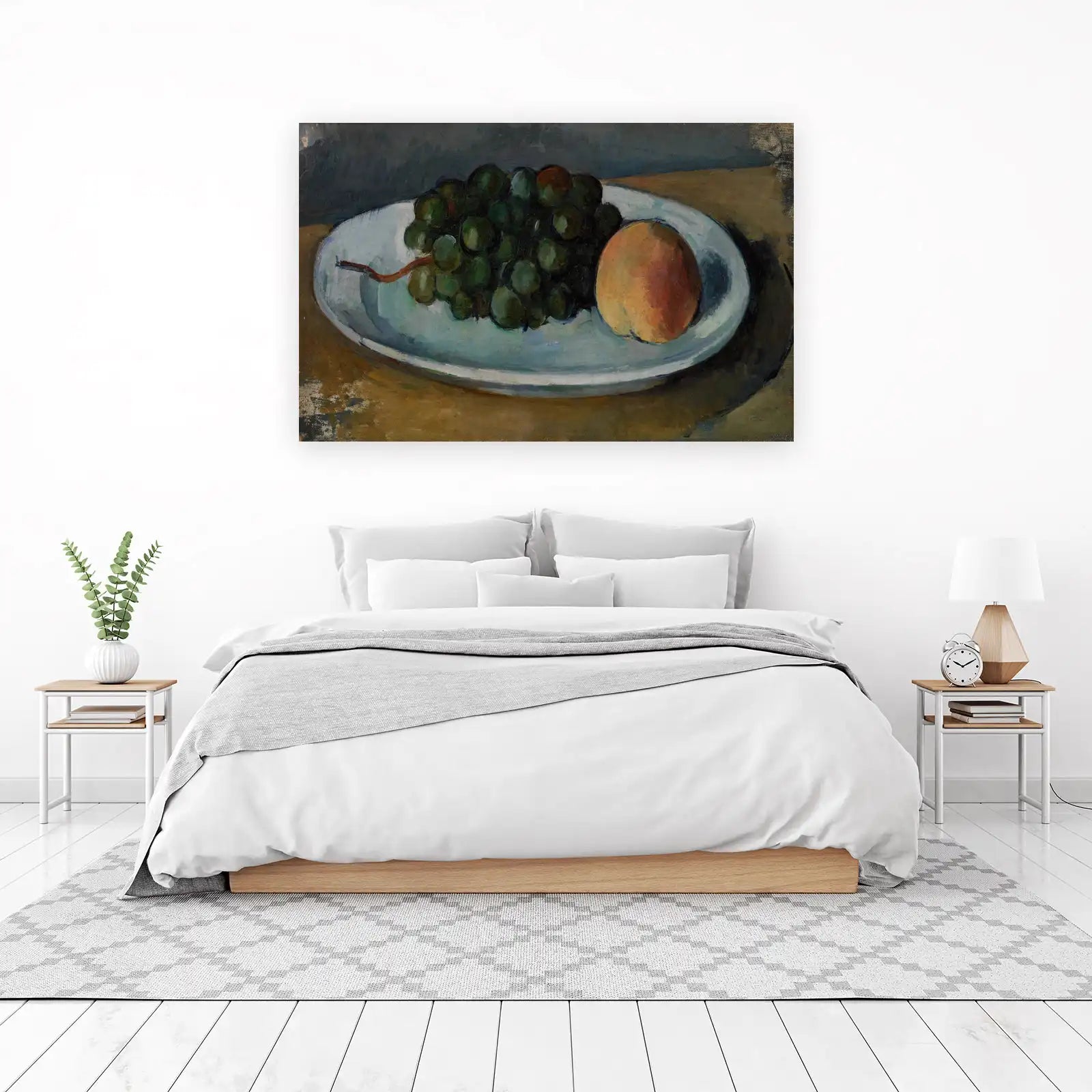 Classic Still Life Grapes Peach Wall Art