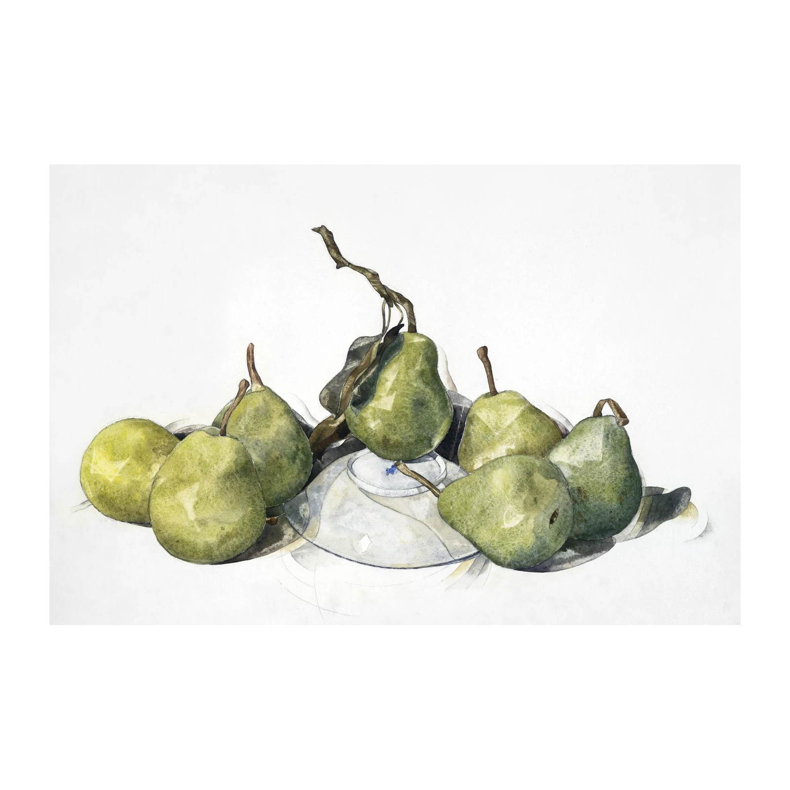 Elegant Pear Still Life Watercolor Wall Art