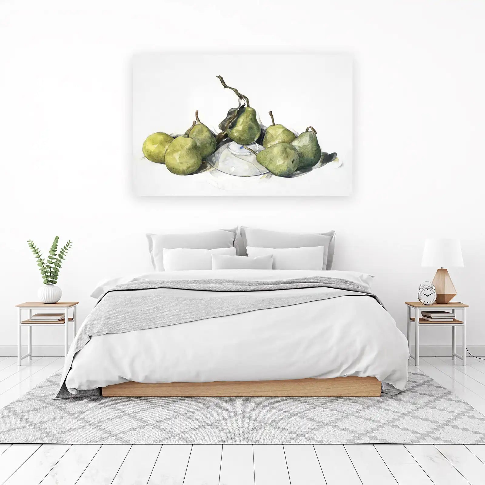 Elegant Pear Still Life Watercolor Wall Art