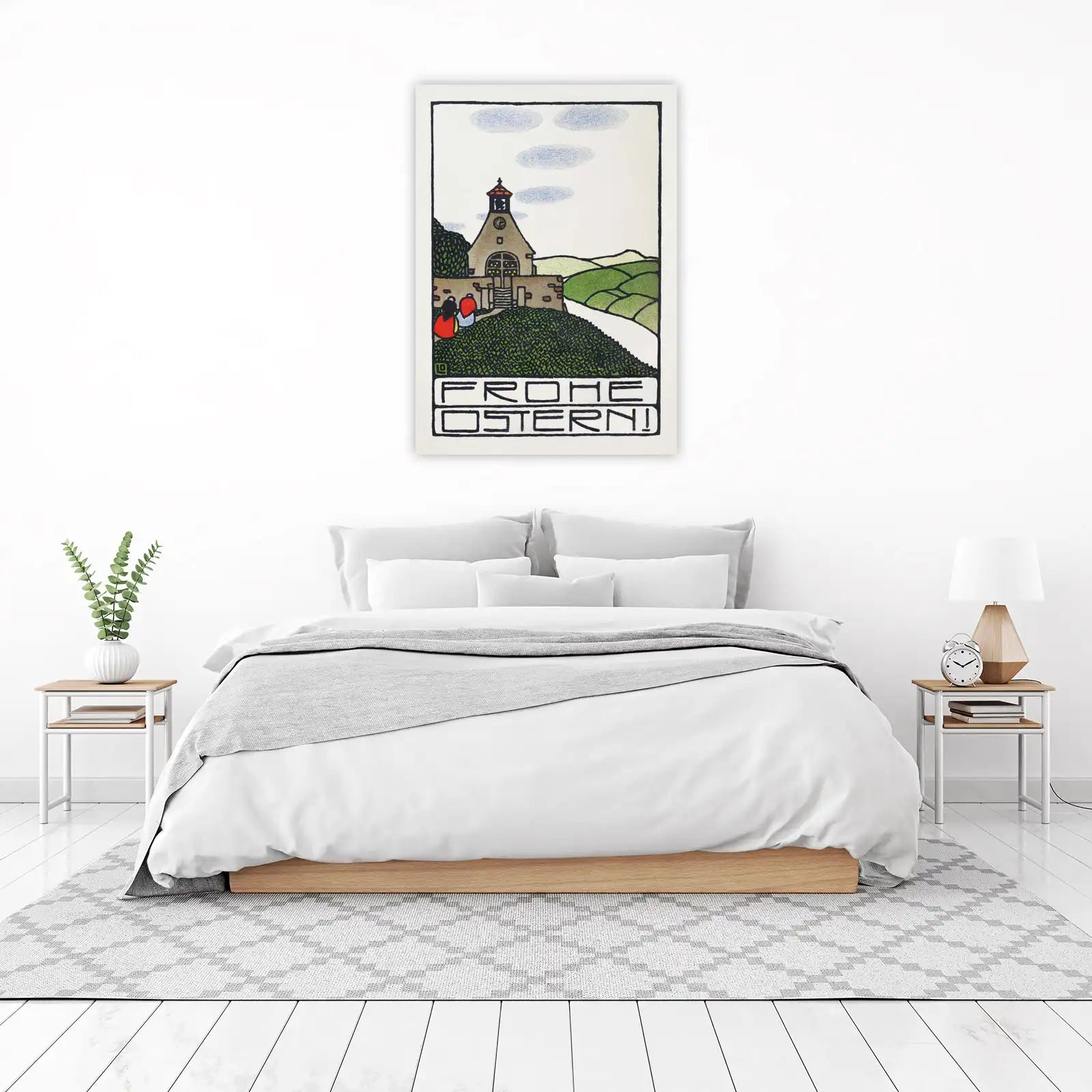 Retro Easter Village Scene Wall Art