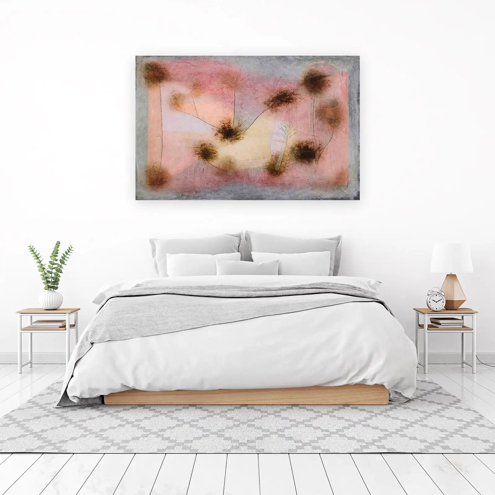 Abstract Landscape Wall Art - Pink & Grey Art