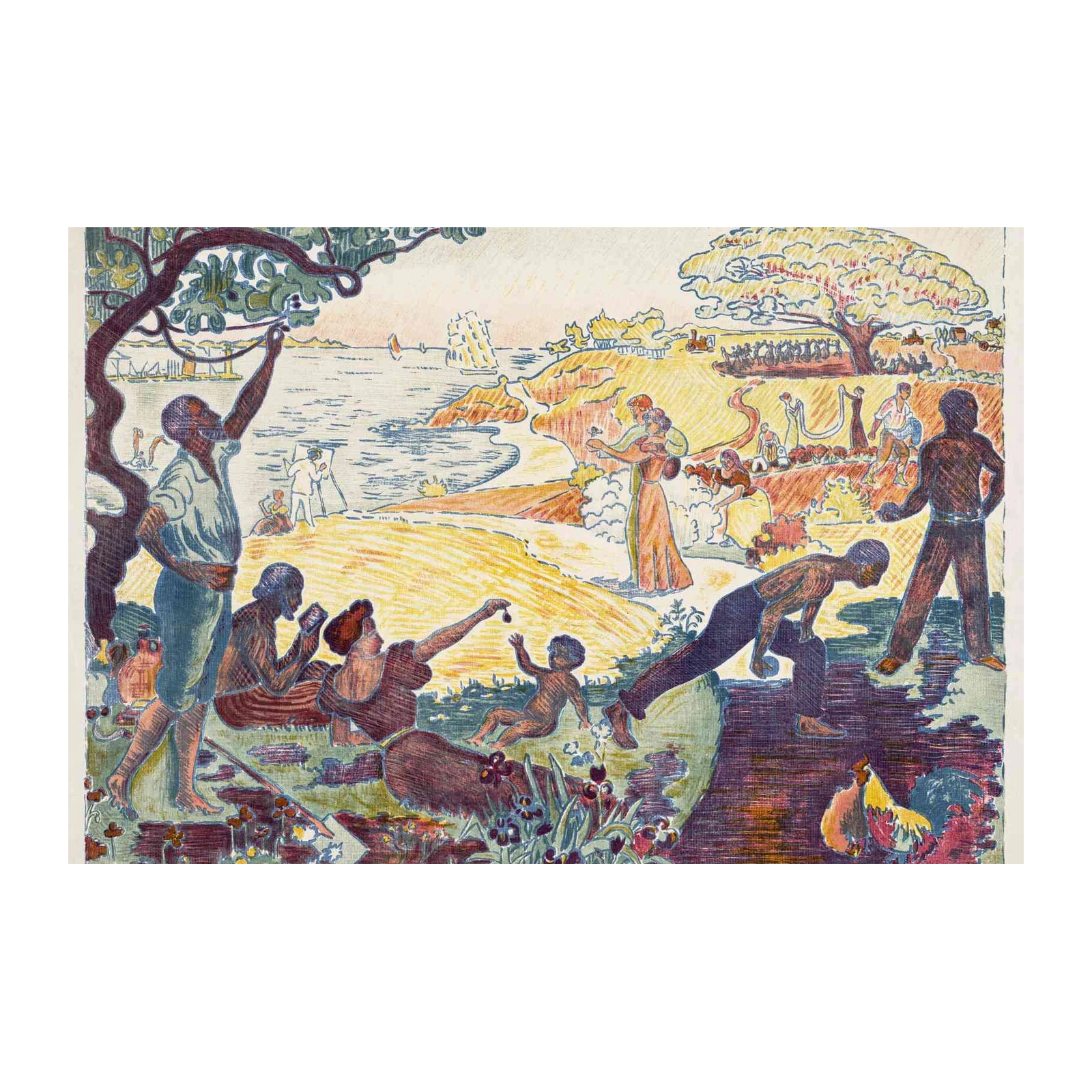 Vibrant Landscape People Art Wall Art