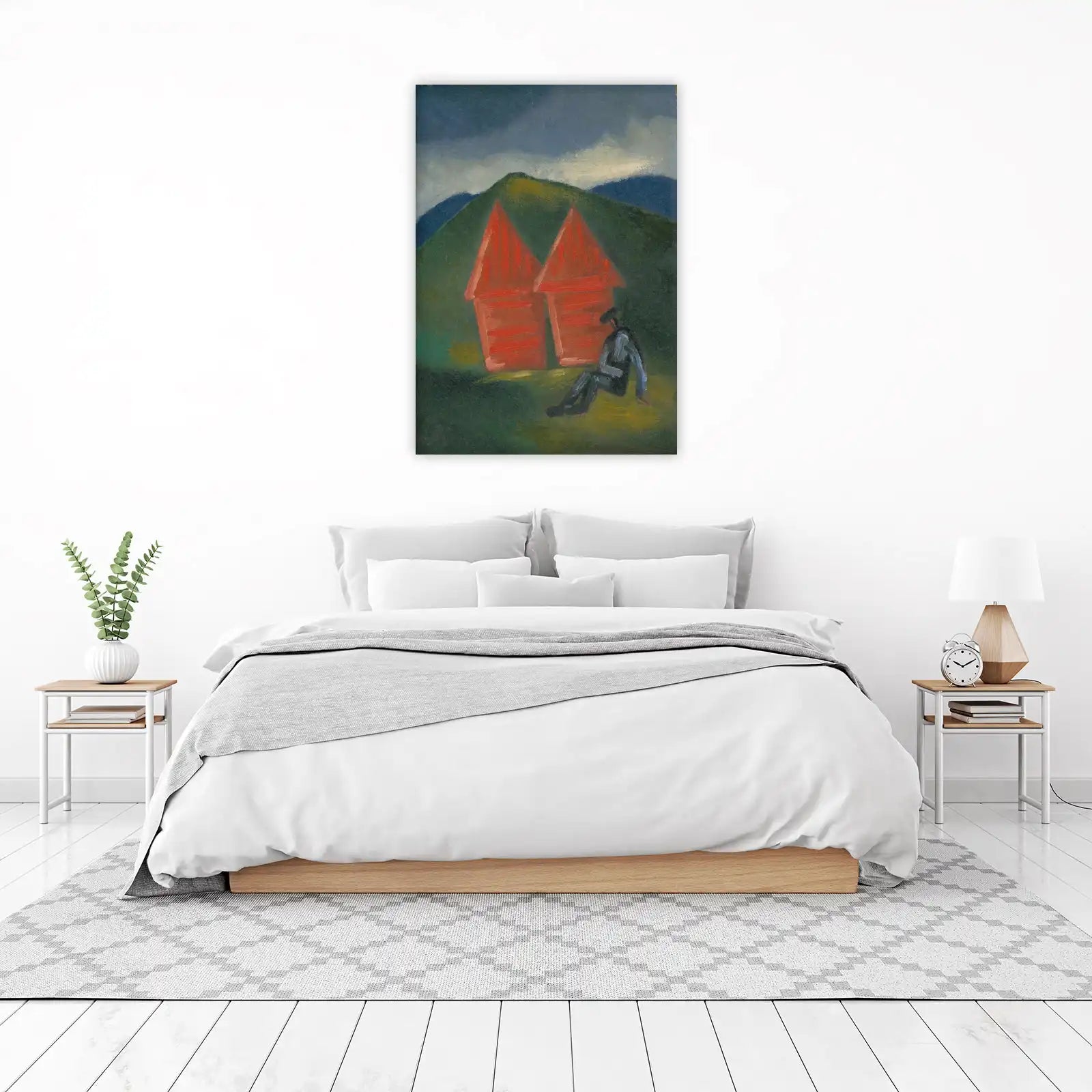 Red Huts & Solitary Figure Wall Art