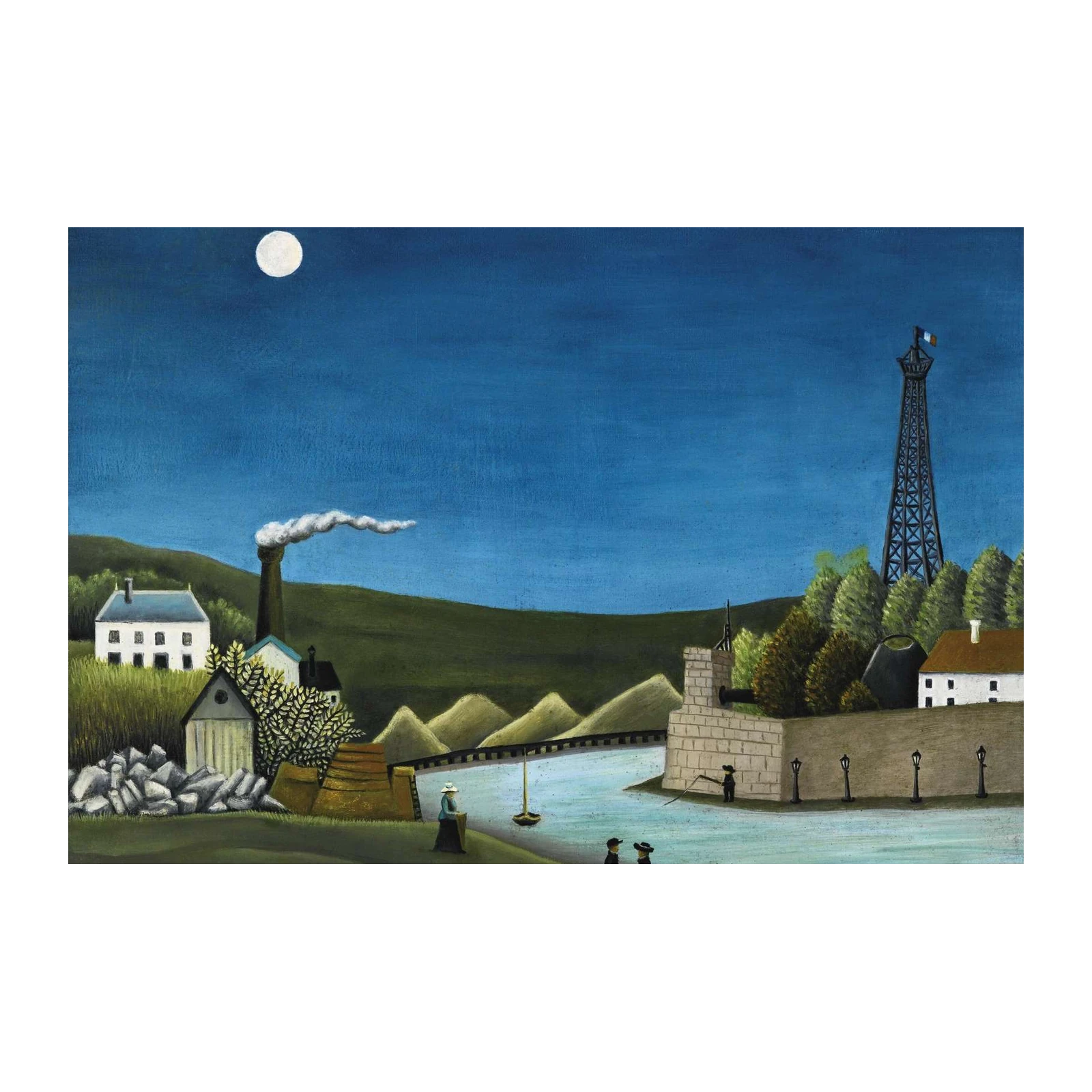 Enigmatic Moonlit River Scene Wall Art