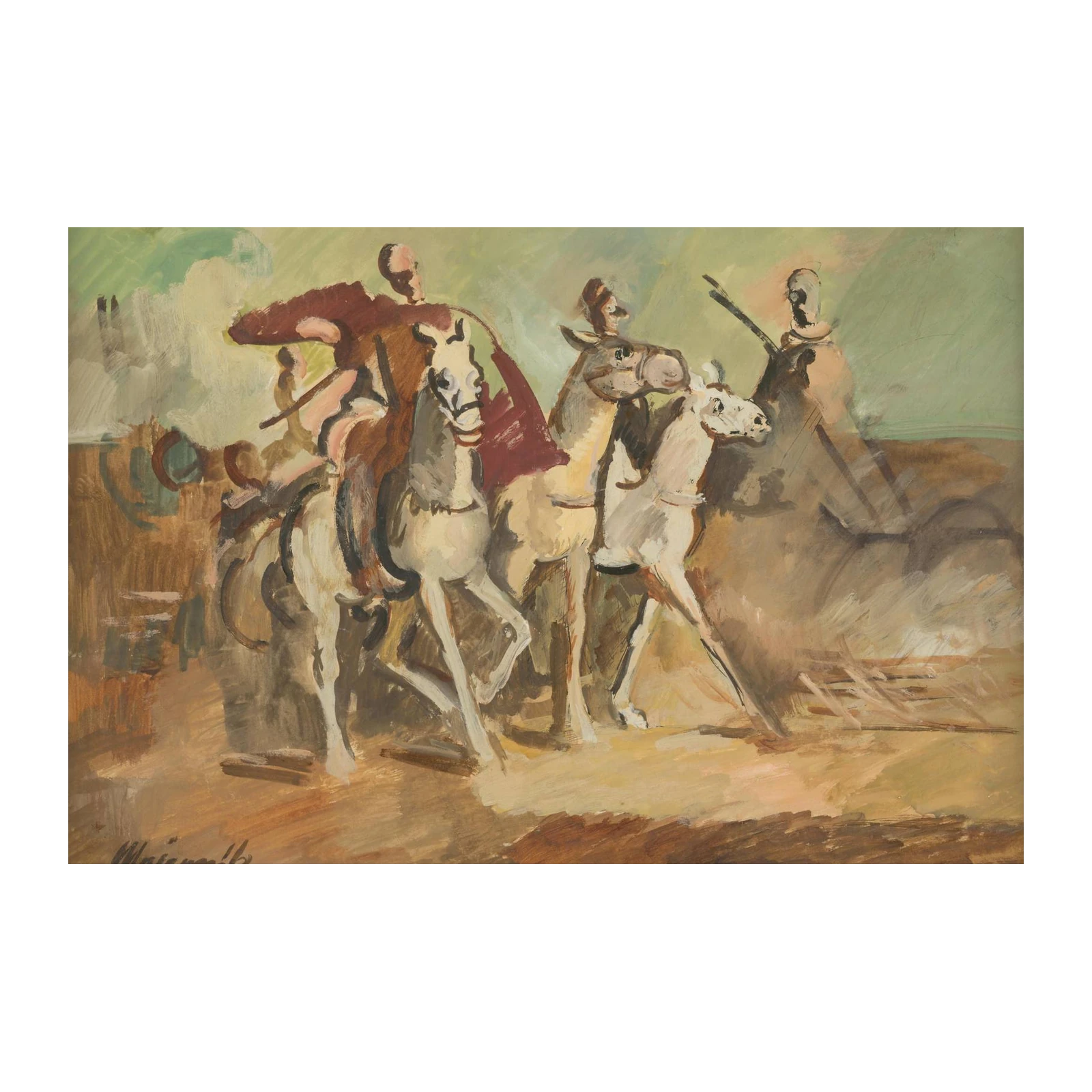 Equestrian Scene Expressive Horse Painting Wall Art