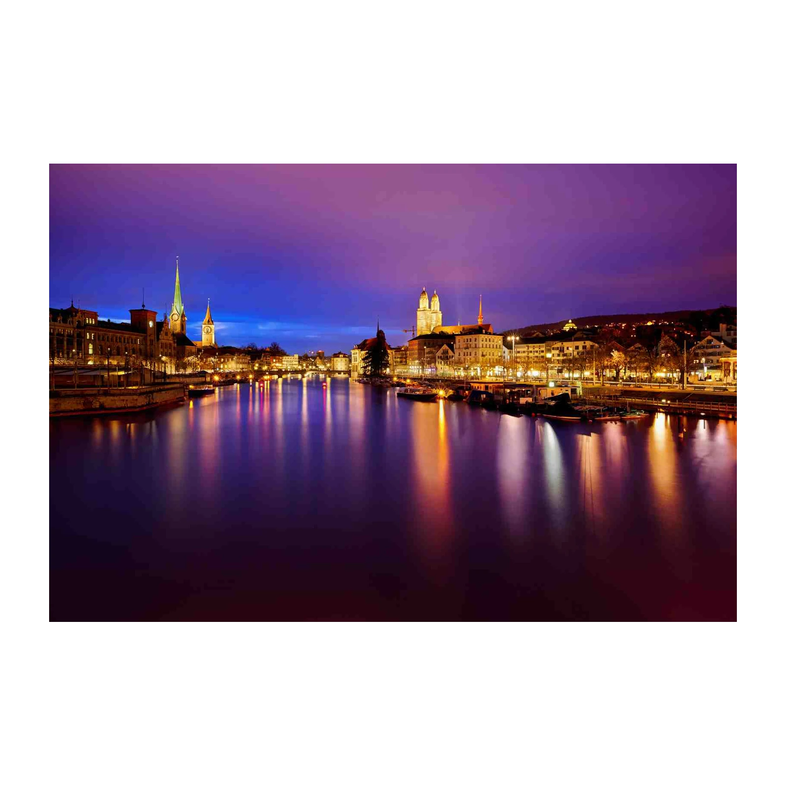 Zurich Cityscape at Night Wall Art