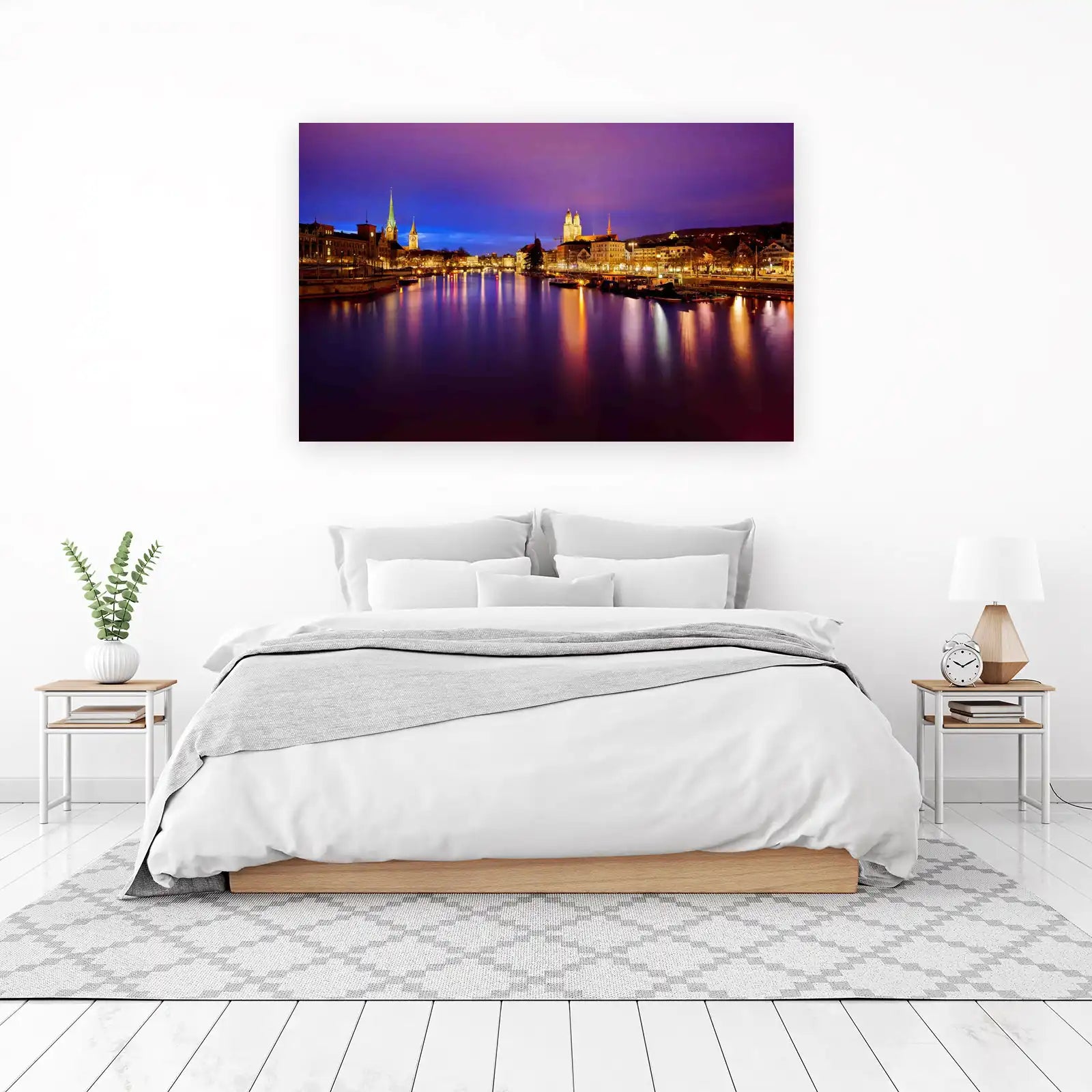 Zurich Cityscape at Night Wall Art
