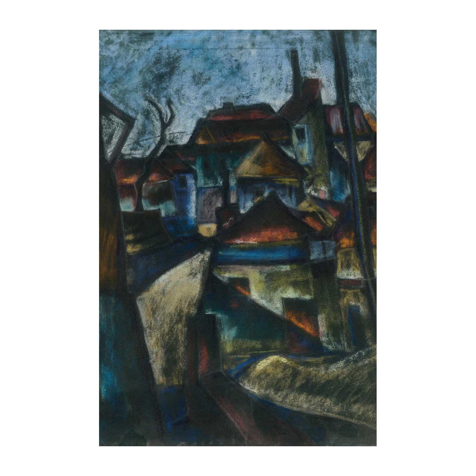 Enigmatic Urban Landscape Expressionist Wall Art
