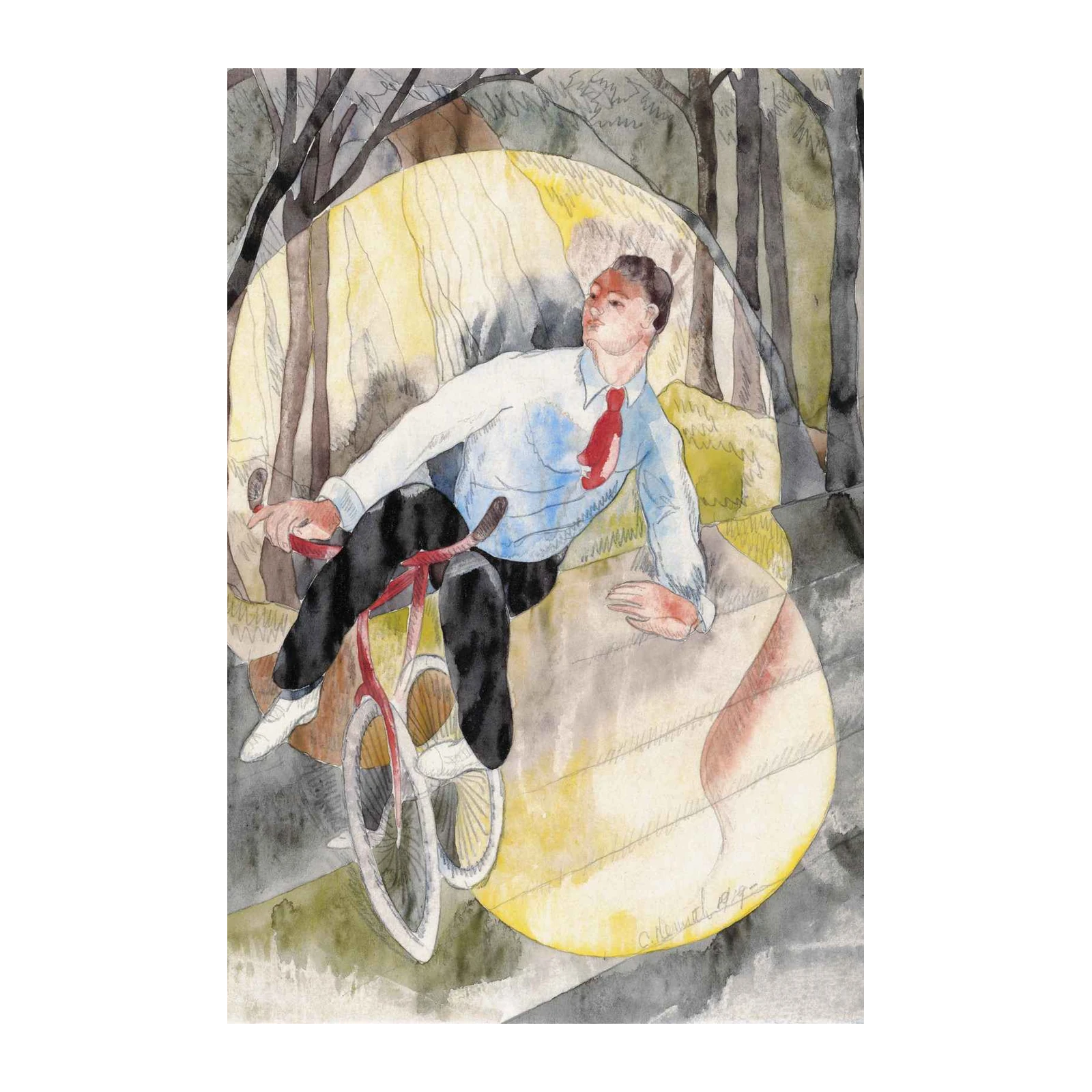 Vintage Cyclist Artwork | Expressive Wall Art Wall Art