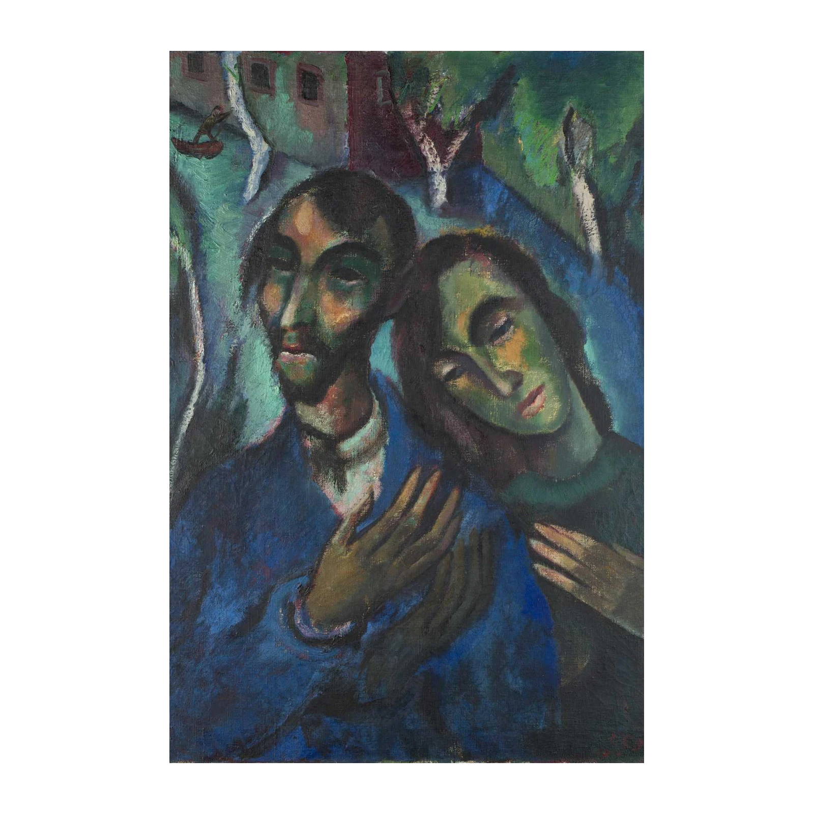 Emotional Embrace Couple Expressionist Wall Art