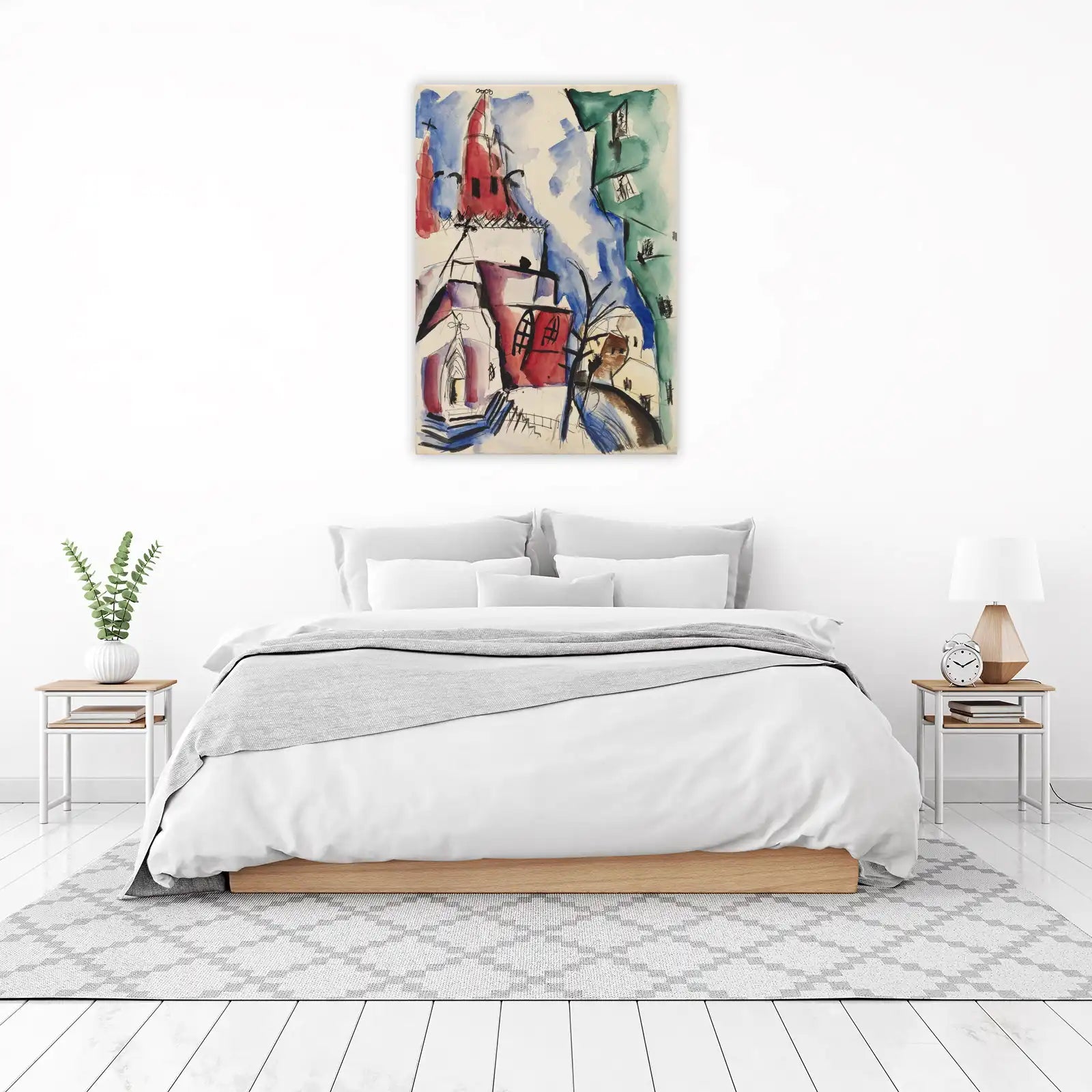 Abstract Cityscape Red Buildings Wall Art