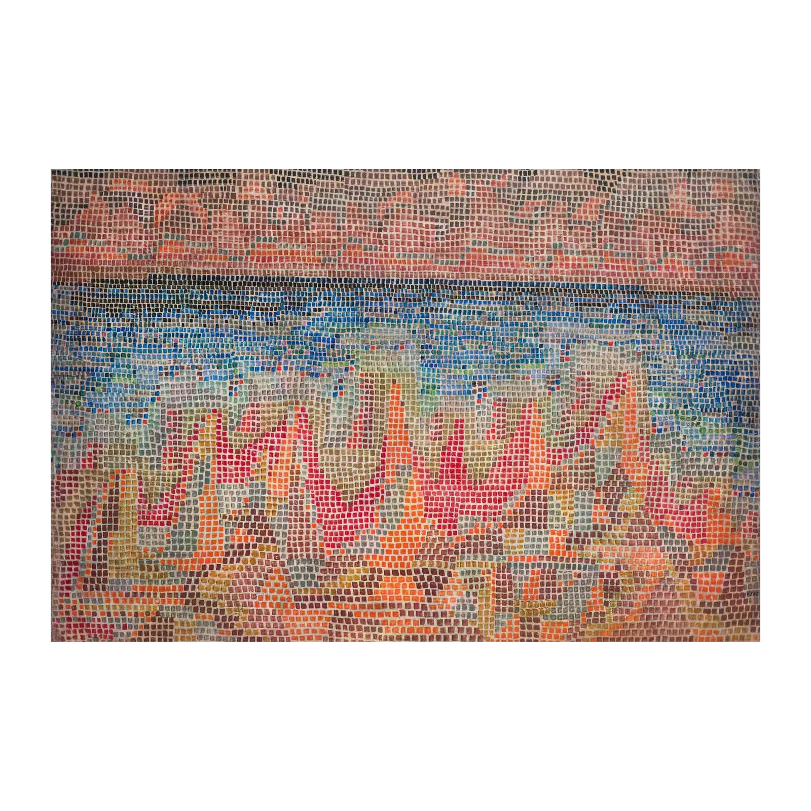 Vibrant Abstract Mosaic Landscape Wall Art