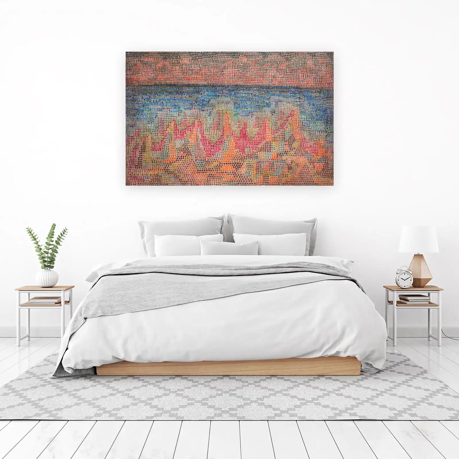 Vibrant Abstract Mosaic Landscape Wall Art