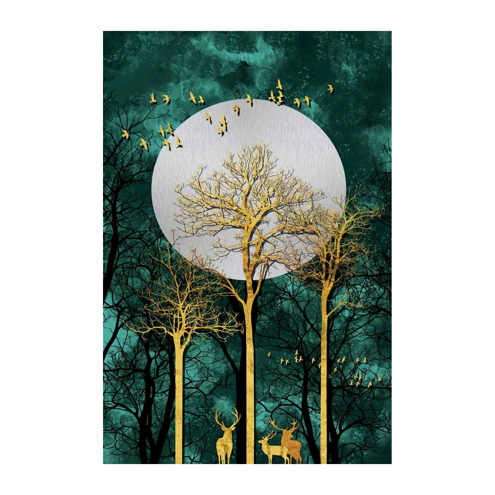 Enchanted Forest Gold Deer Wall Art