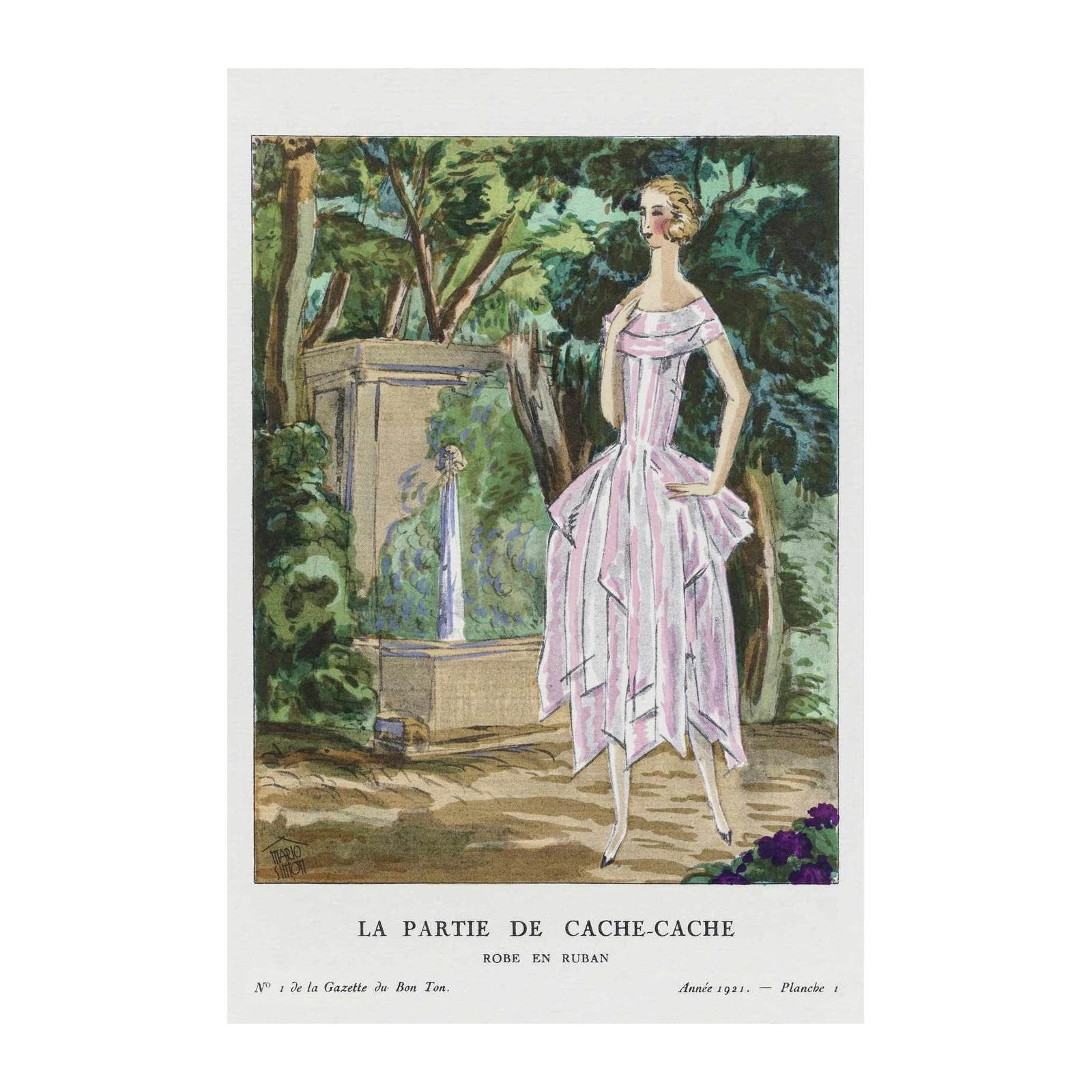 Vintage Fashion Garden Scene Wall Art