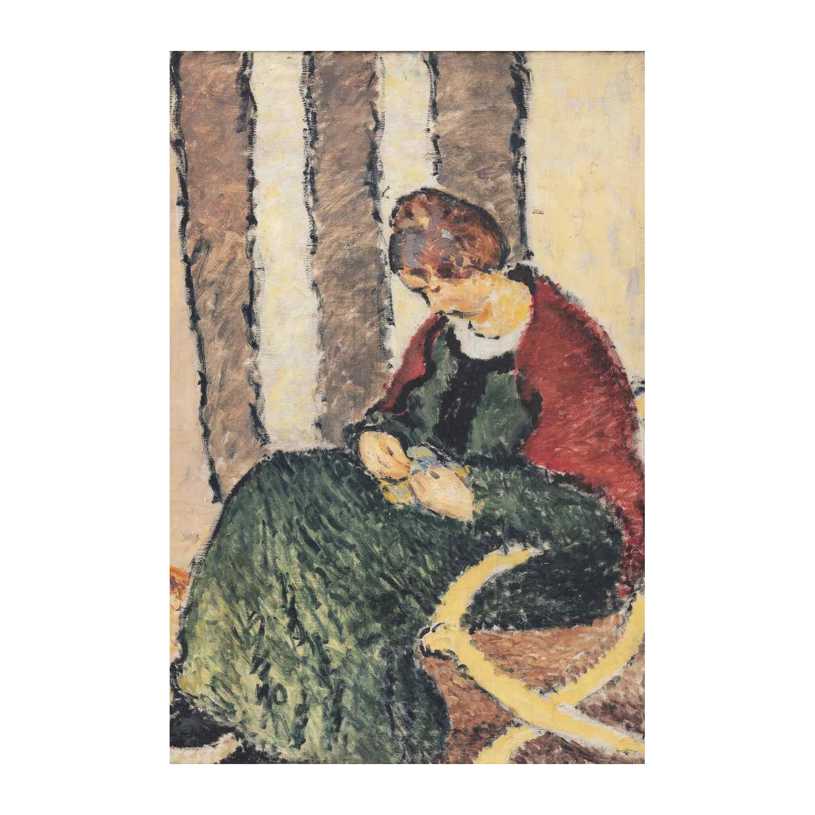 Woman Sewing Bold Strokes Wall Art