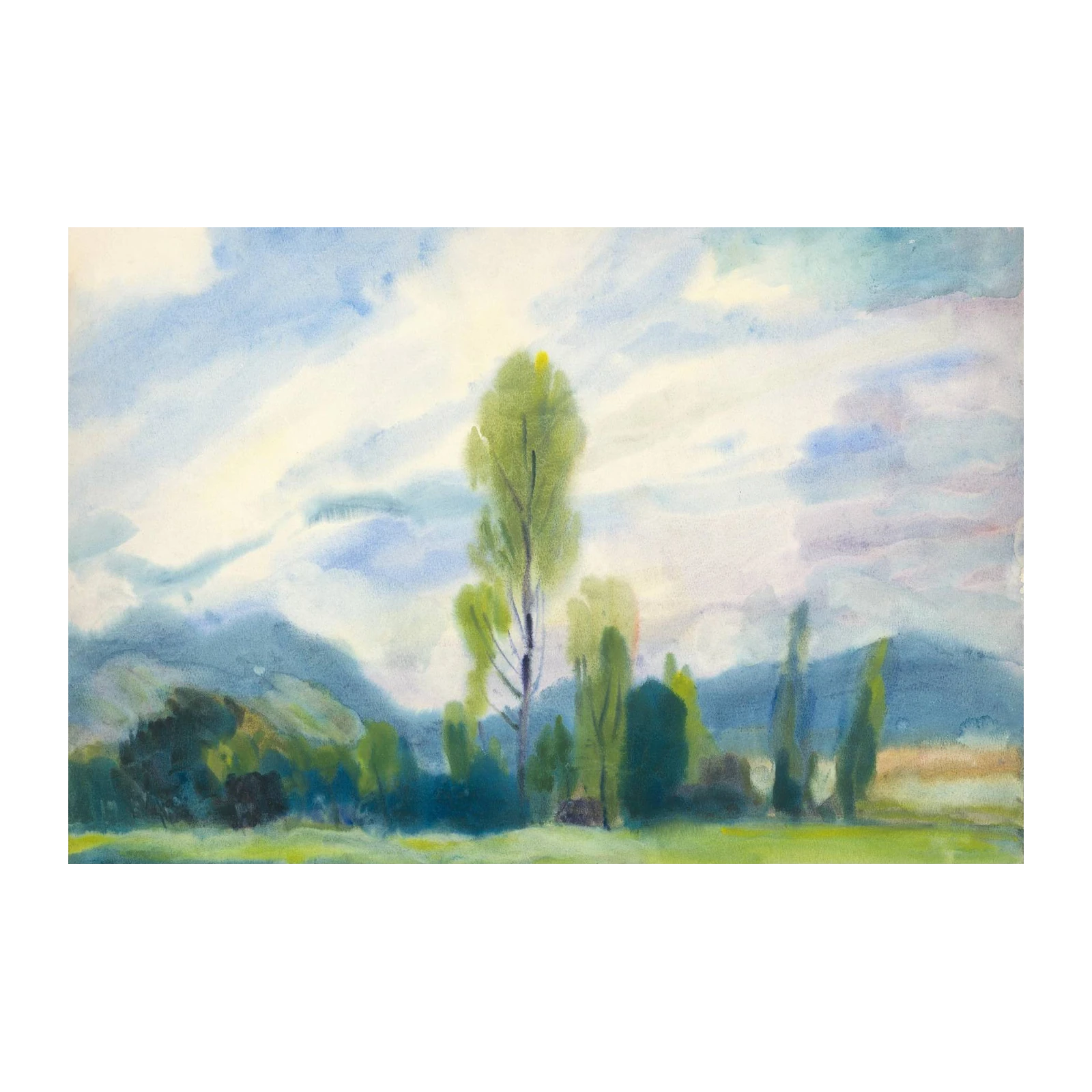 Serene Landscape Watercolor Wall Art