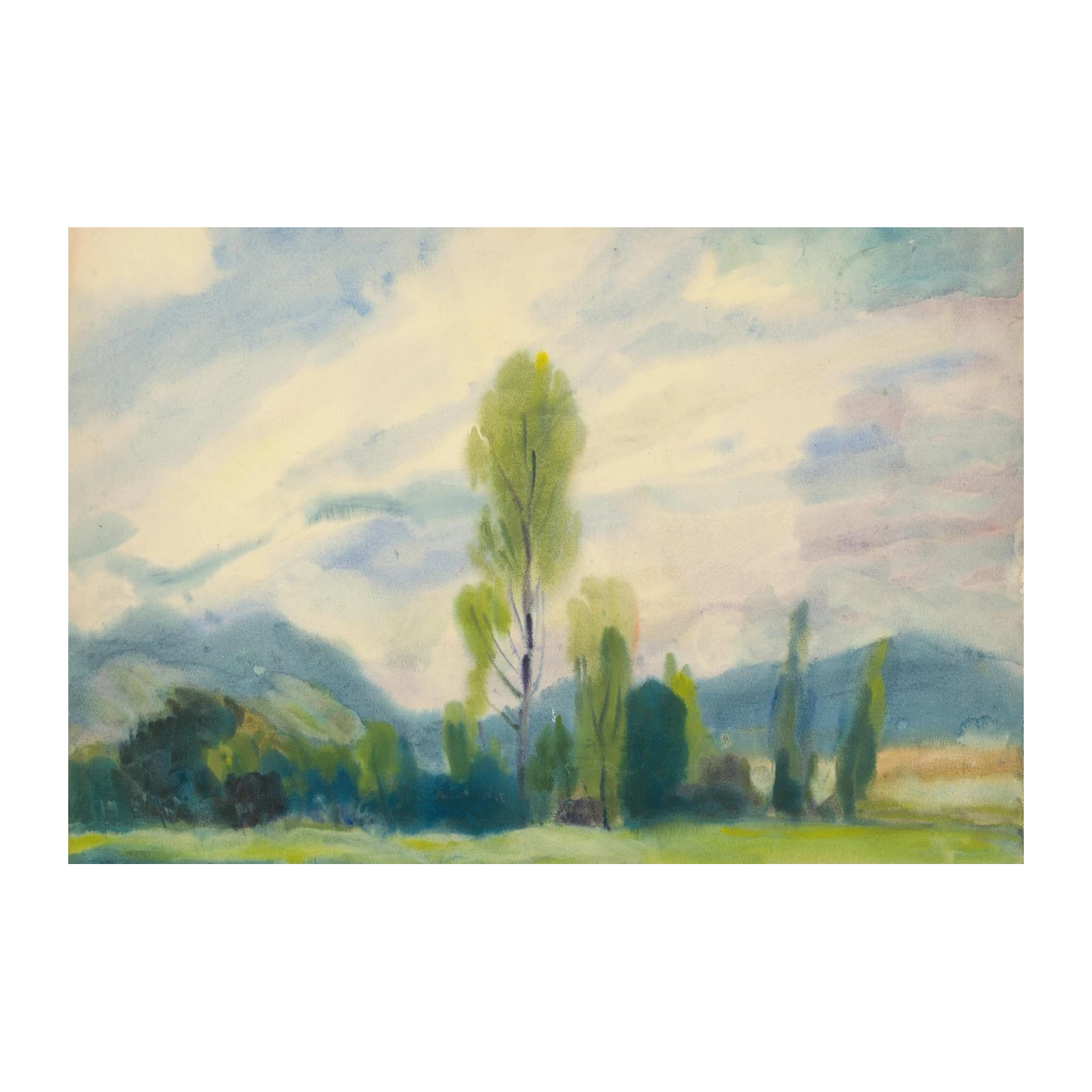 Serene Landscape Watercolor Wall Art