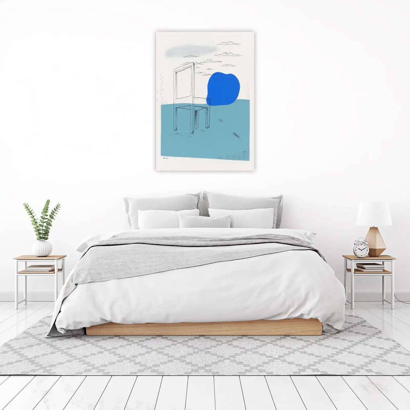 Surreal Chair & Blue Blob Wall Art