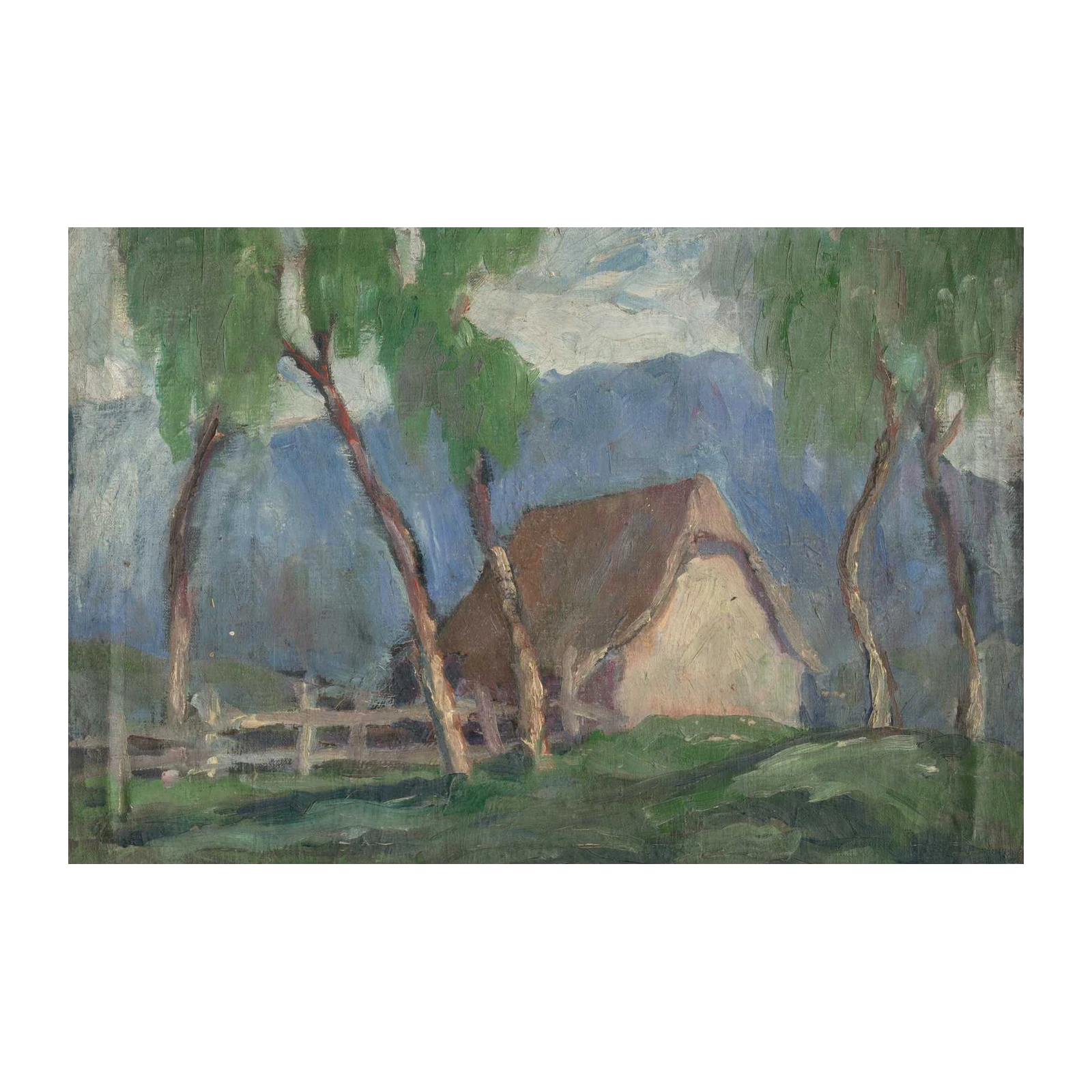 Serene Countryside Farmhouse Landscape Wall Art